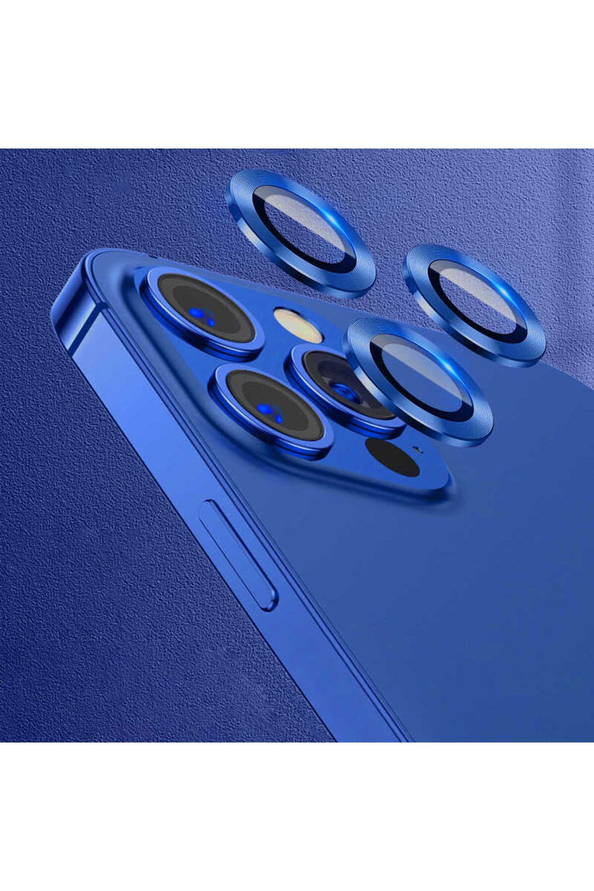 Bilişim Aksesuar iPhone 12 Pro Max Uyumlu Zore CL-07 Kamera Lens Koruyucu-Lacivert