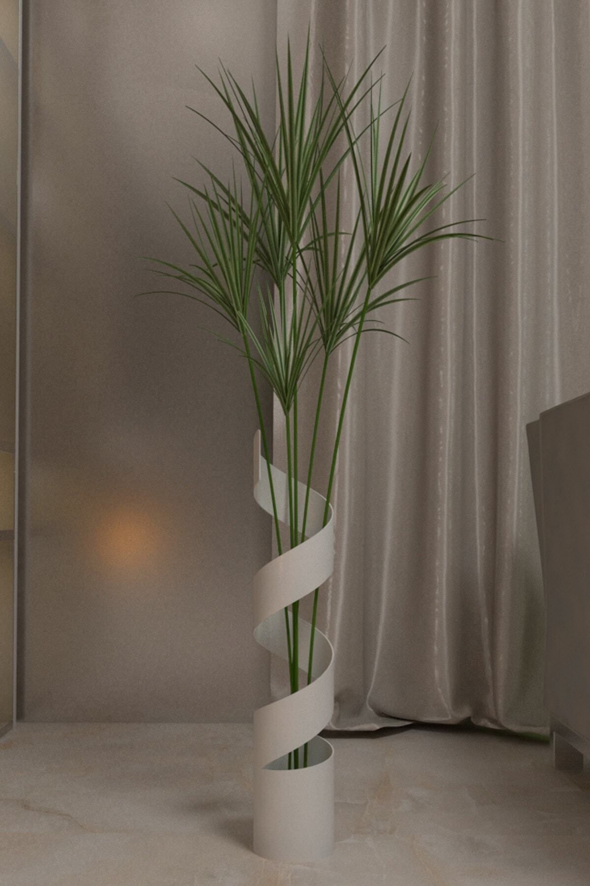 Segi Home Decor Uzun Büyük Metal Vazo Beyaz Renk Yükseklik 60 cm Genişlik 11,4 cm Pampas İçin Vazo Çiçek Vazosu