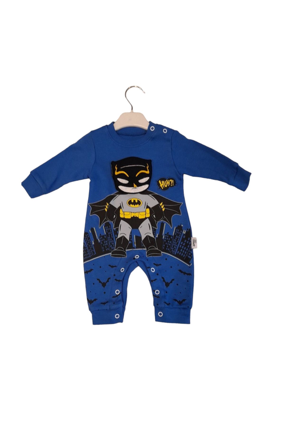 By Cwhr %100 Pamuk Alttan Çıtçıtlı Batman Karakterli Erkek Bebek Tulum