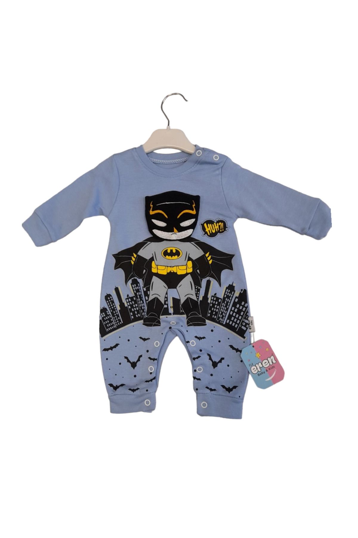 By Cwhr Pamuk Penye  Alttan Çıtçıtlı Batman Karakterli Erkek Bebek Tulum