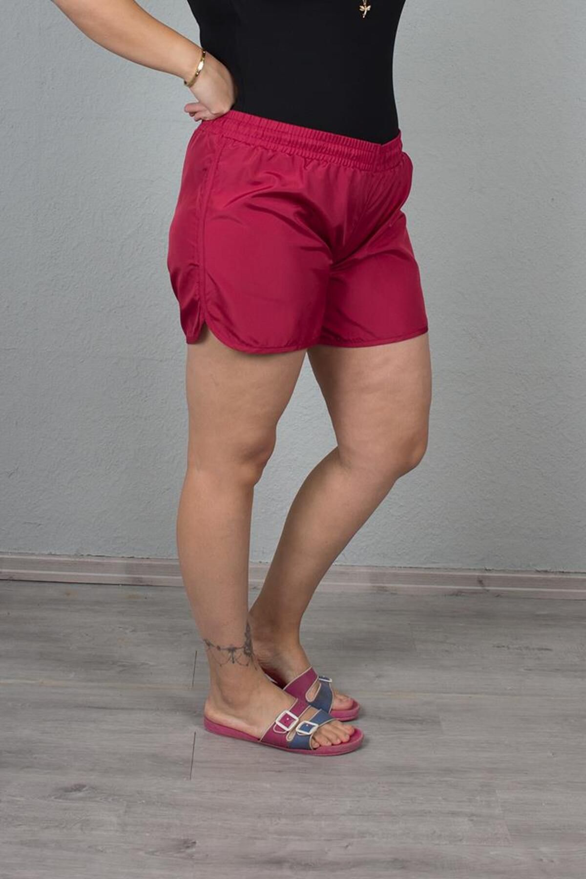 Truva XXL TruvaXxl Büyük Beden Kadın Giyim Deniz Şortu Renkli Şt012