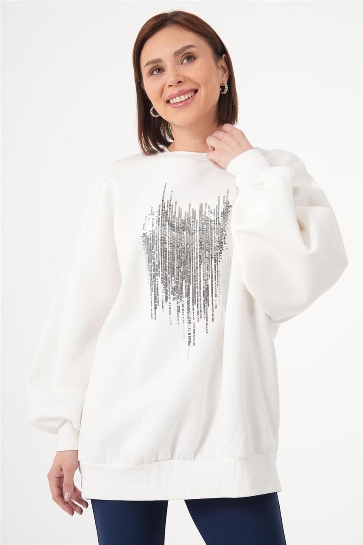 Loreen Pul Detaylı Ekru Sweatshirt