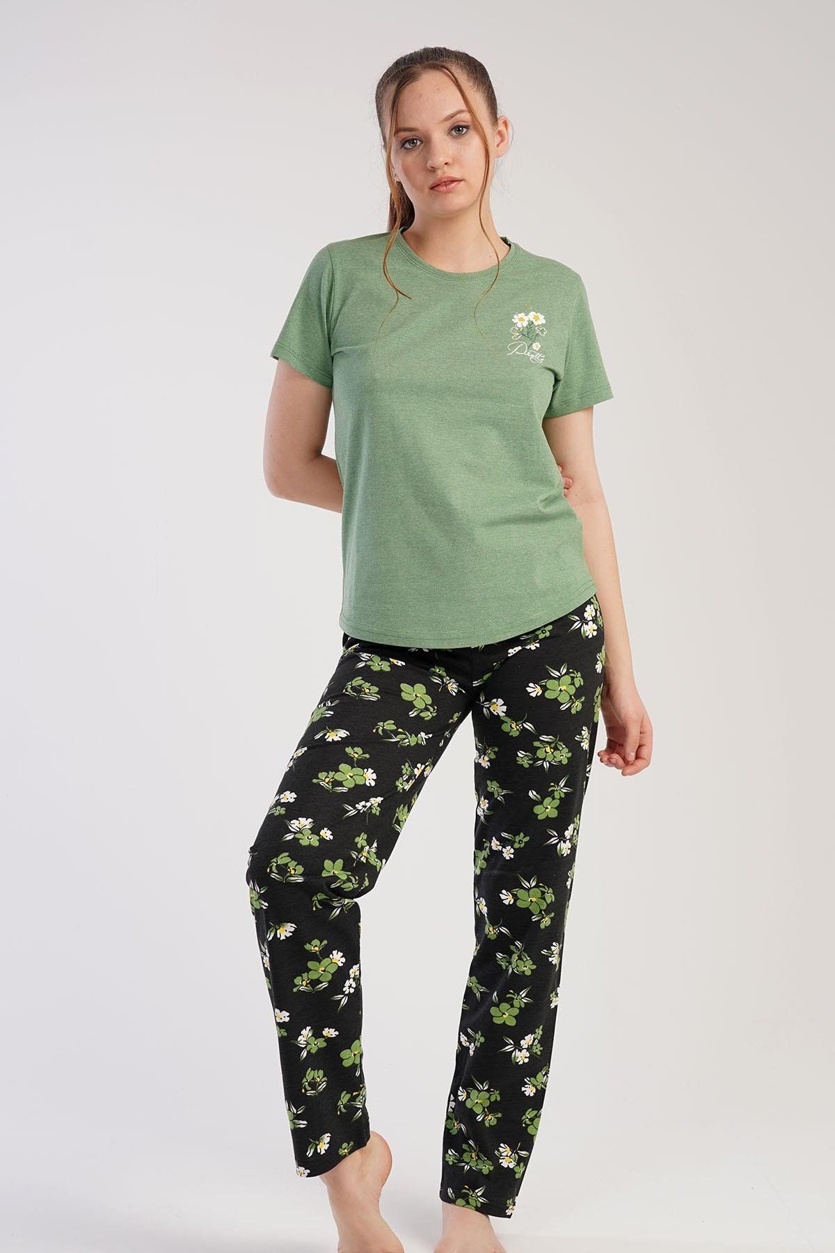 C City Kısa Kol Pijama Takım Yeşil-441002