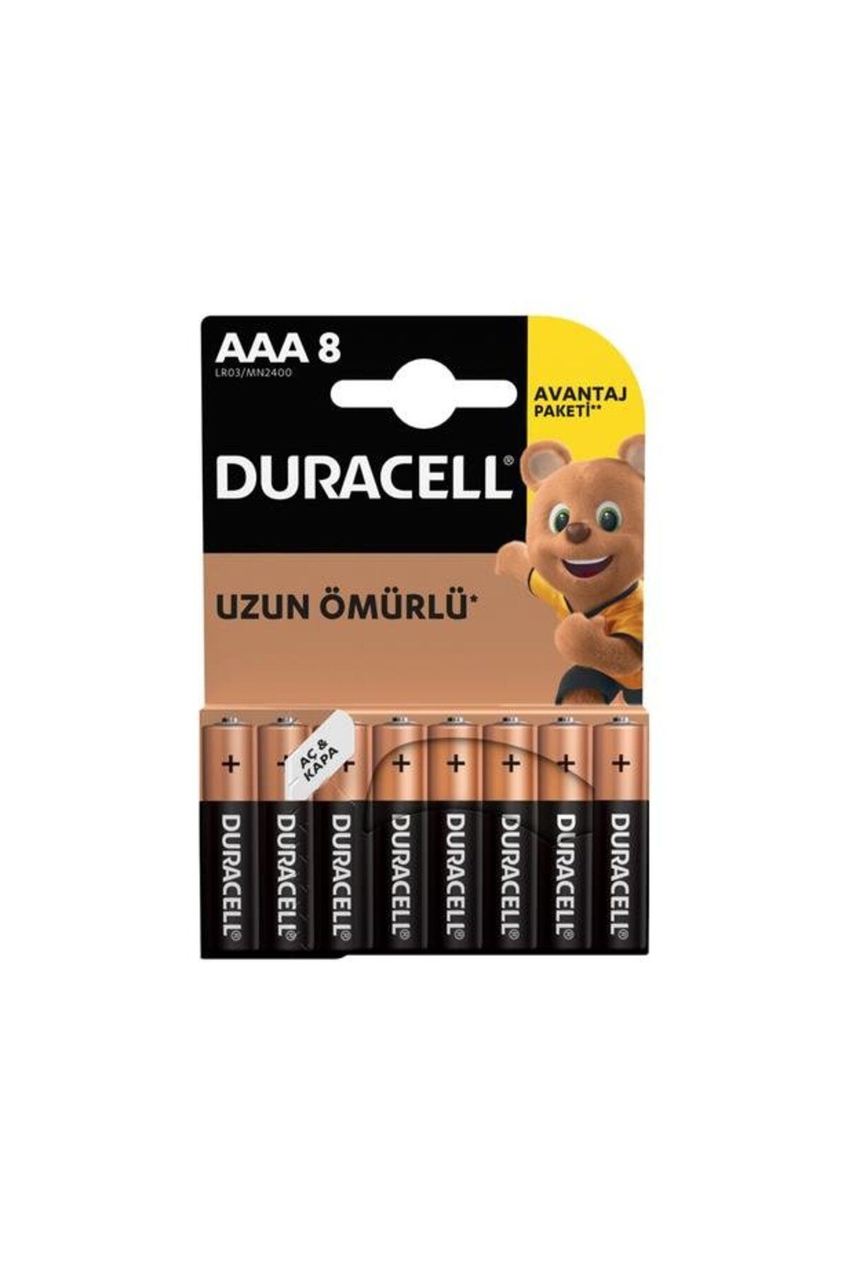 Duracell Basic İnce 8'li AAA Kalem Pil  (  1  ADET  )