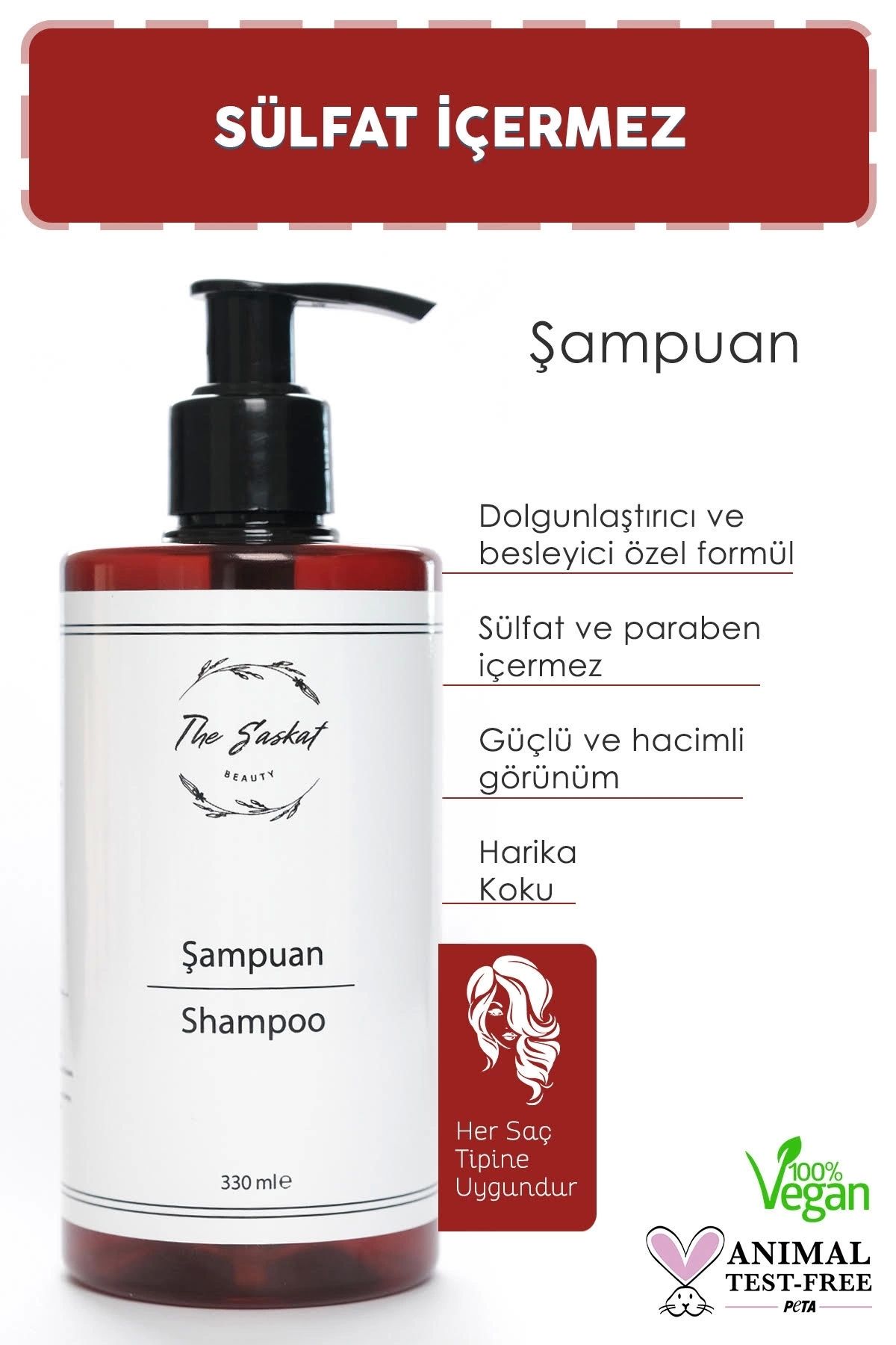 TheSaskat Purebotanix Şampuan Bitkisel, Parfümsüz, Tuzsuz Sülfatsız Güçlendirici 330 ml