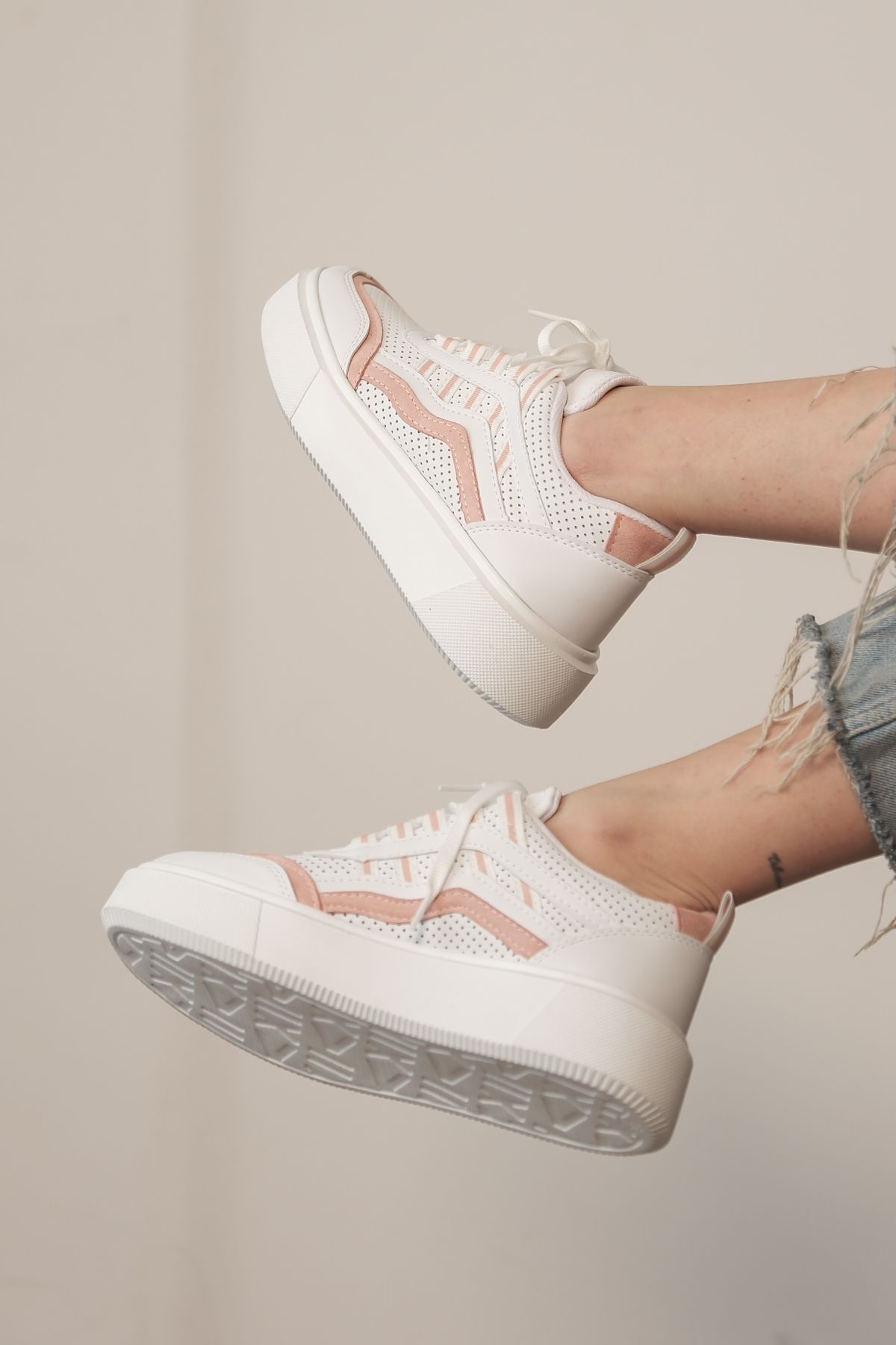 ayakkabıhavuzu Beyaz Pudra Sneaker