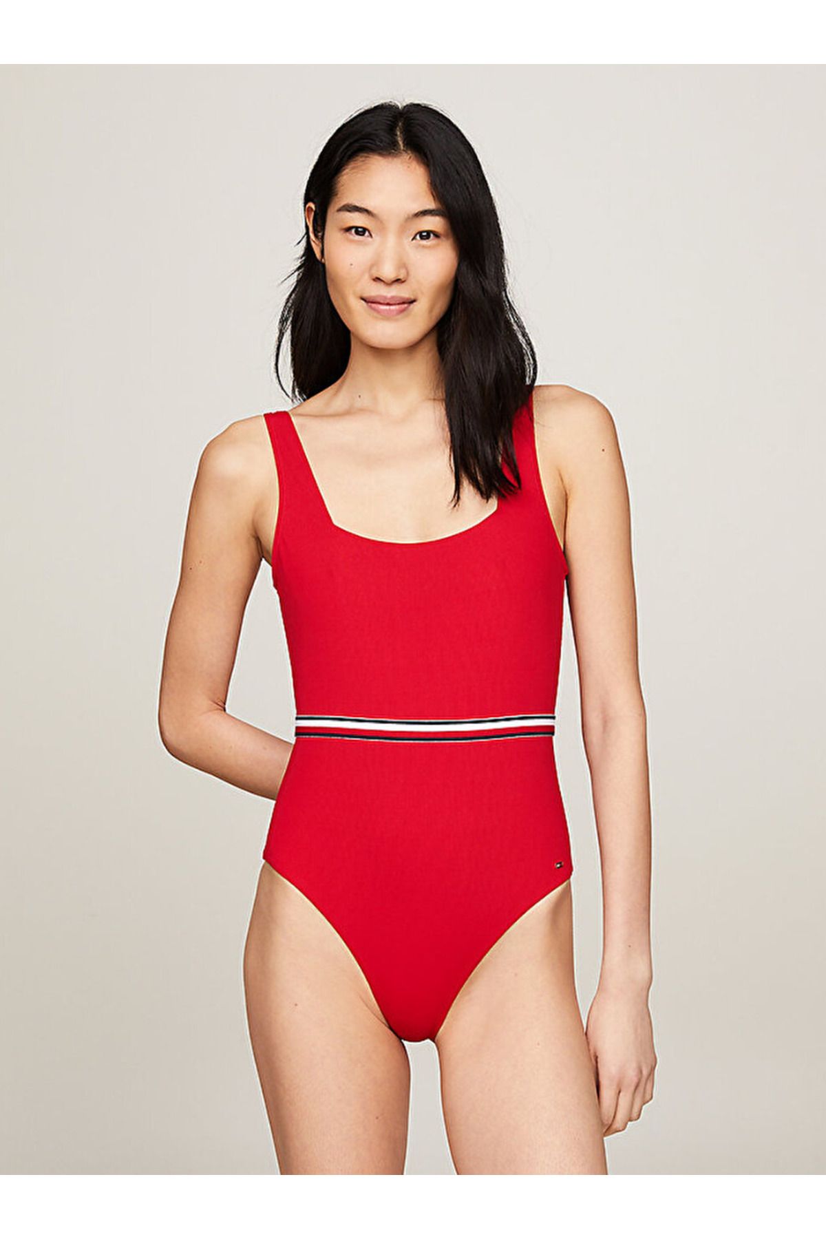 Tommy Hilfiger Global Stripe Square Neck One-Piece Swimsuit