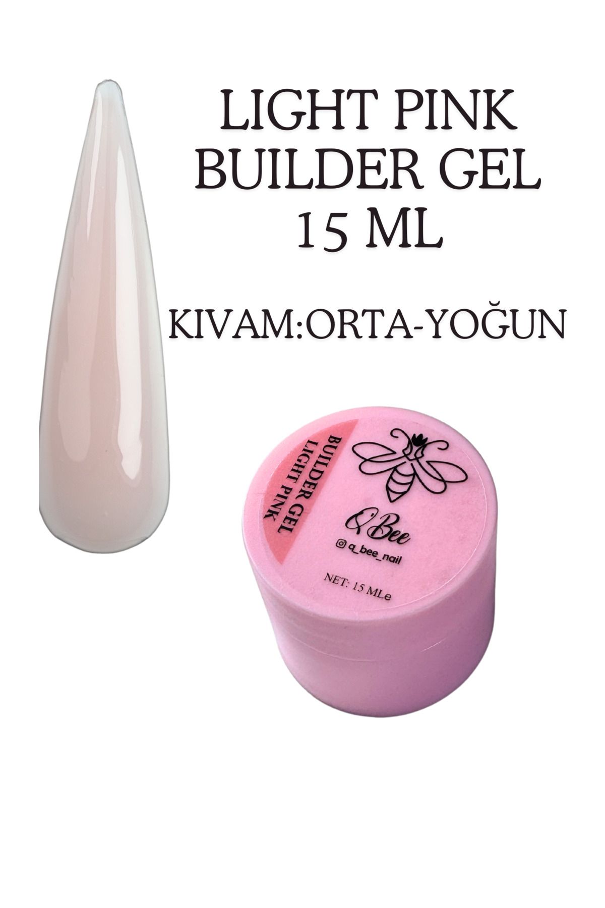 QBEE PROFESSIONAL 15ml Protez Tırnak Jeli Builder Gel Light Pink