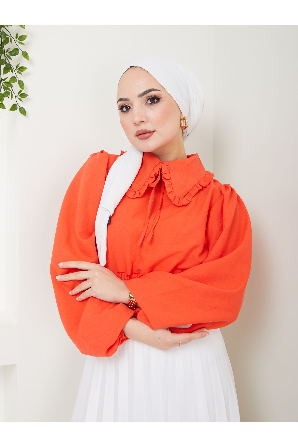 VOLT CLOTHİNG Kadın Ayrobin Bebe Yaka Tesettür Bluz