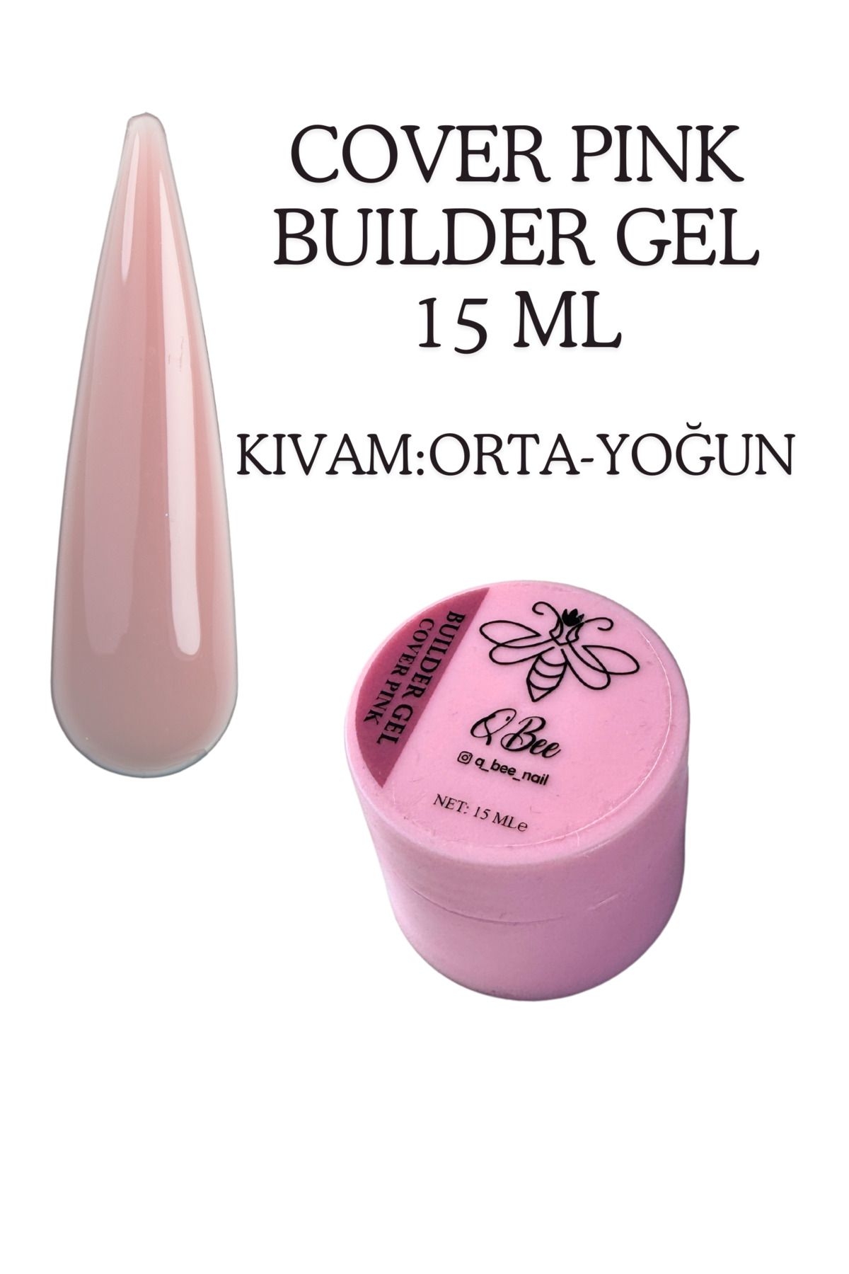 QBEE PROFESSIONAL 15ml Protez Tırnak Jeli Builder Gel Cover Pink