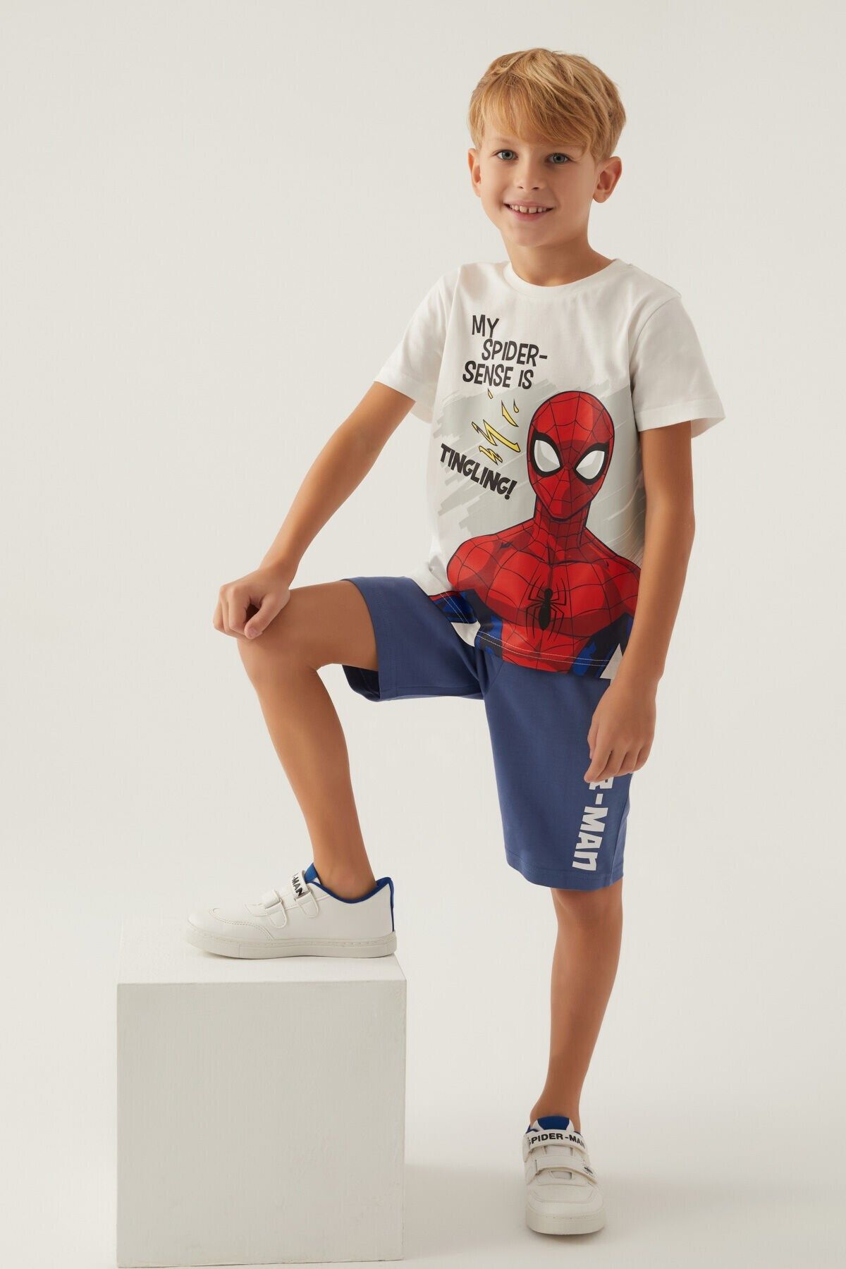 Spiderman Tingling, Krem Erkek Çocuk, Bermuda Takım