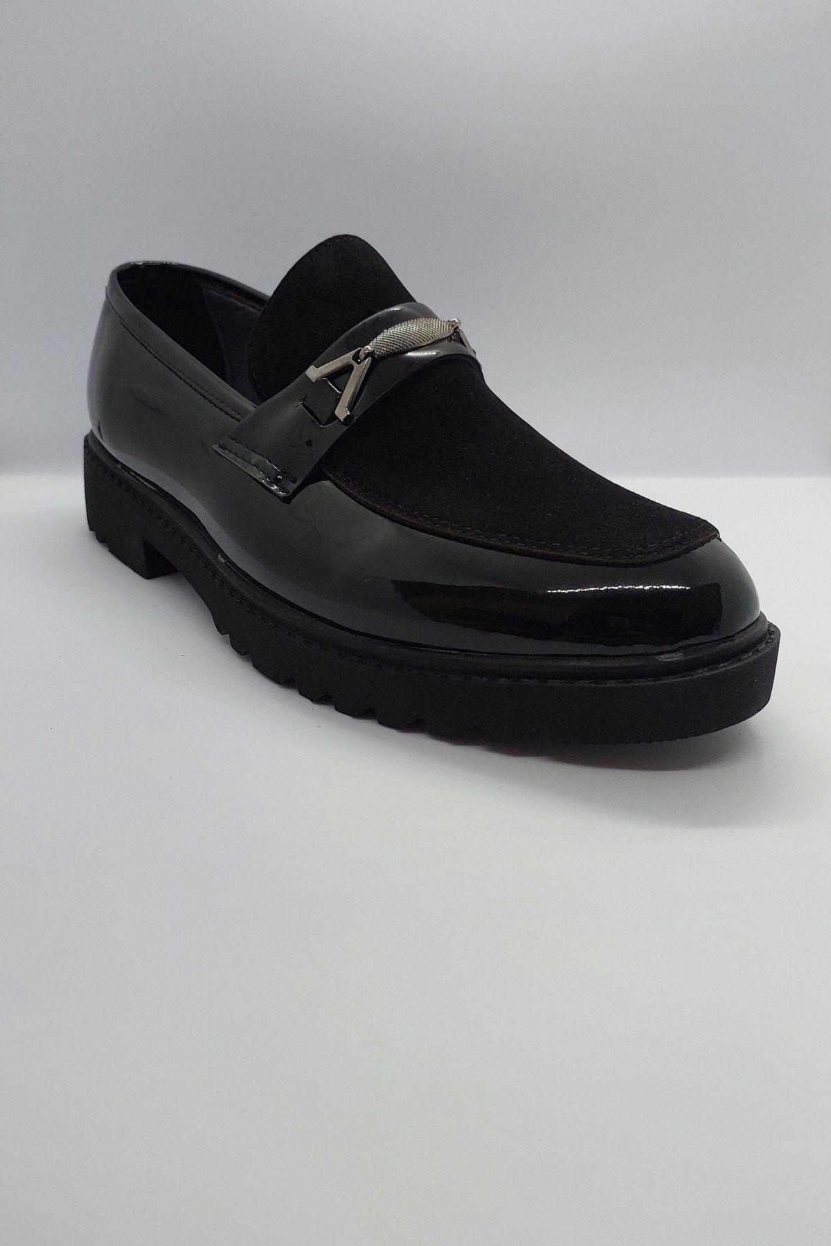 MrDemir %100 El İşçiliği Rugan Rahat Taban Bağcıksız Siyah Renk İmalat Deri Klasik Kundura Ayakkabı