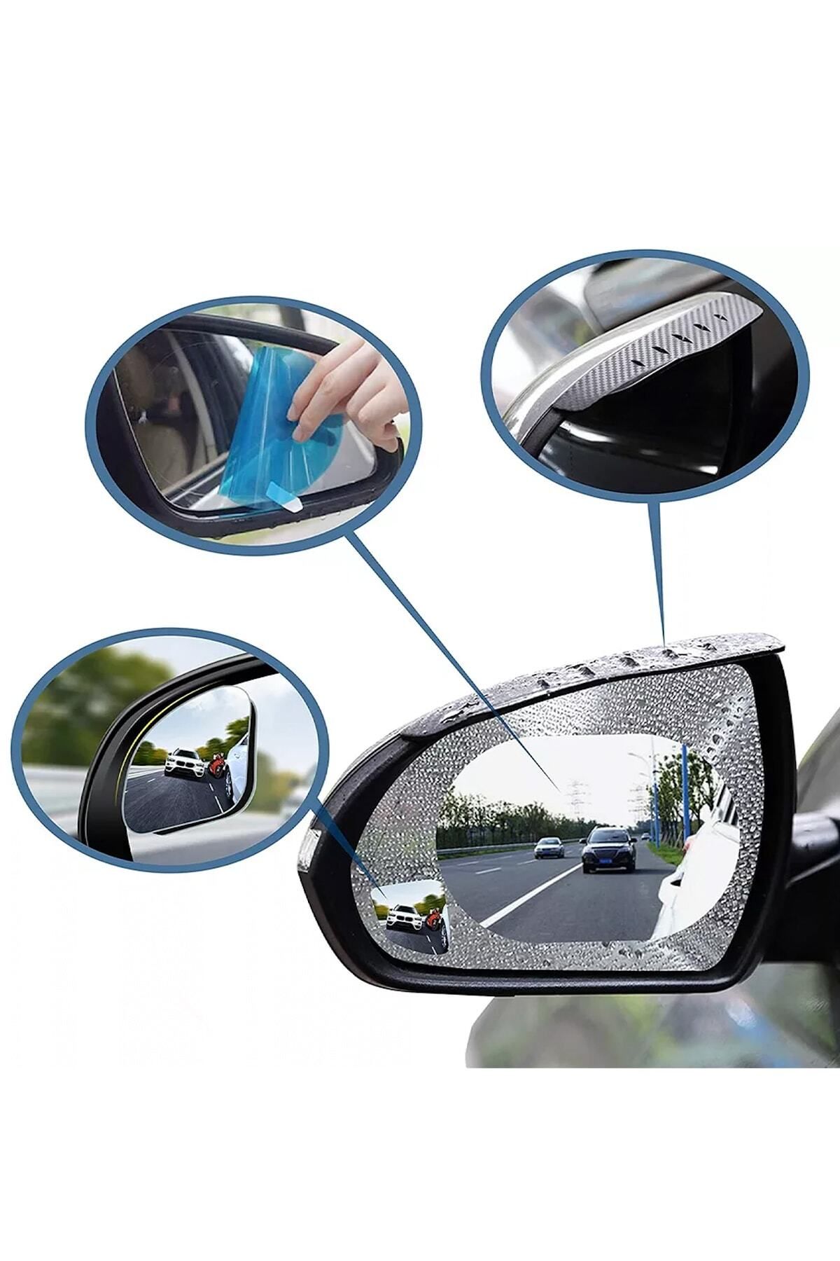 Factorial Hyundai Renault Uyumlu Oto Dış Ayna Yağmur Cam Film Araba Yan Dikiz Aynası Filmi Buğu Önleyici