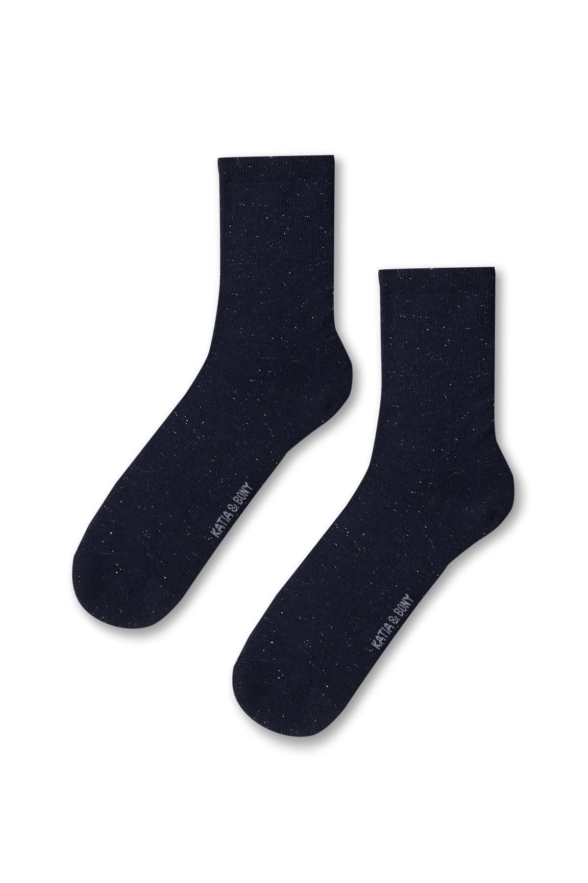 Katia & Bony Kadın Lacivert Renkli Sim Detaylı Soket Çorap