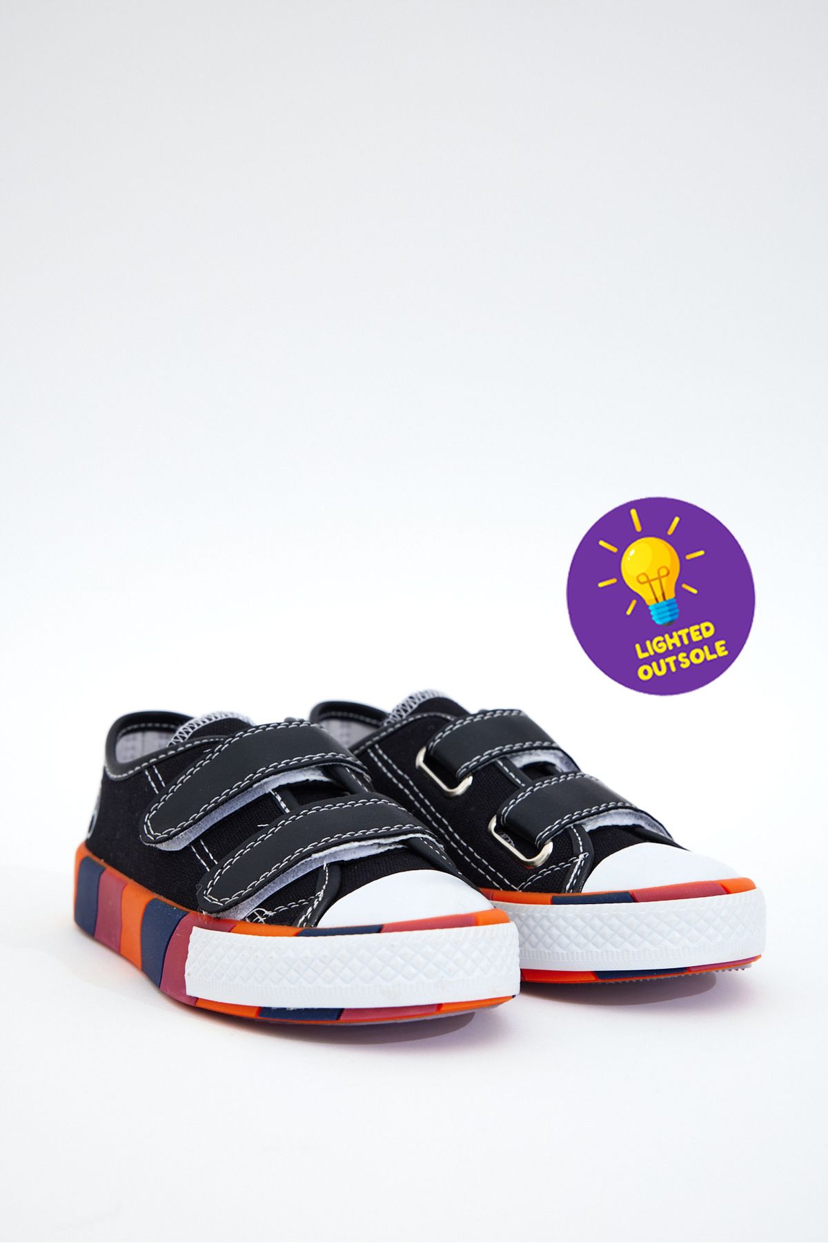 Dudino Siyah Erkek Tumi Renkli Tabanlı Işıklı Çocuk Sneaker