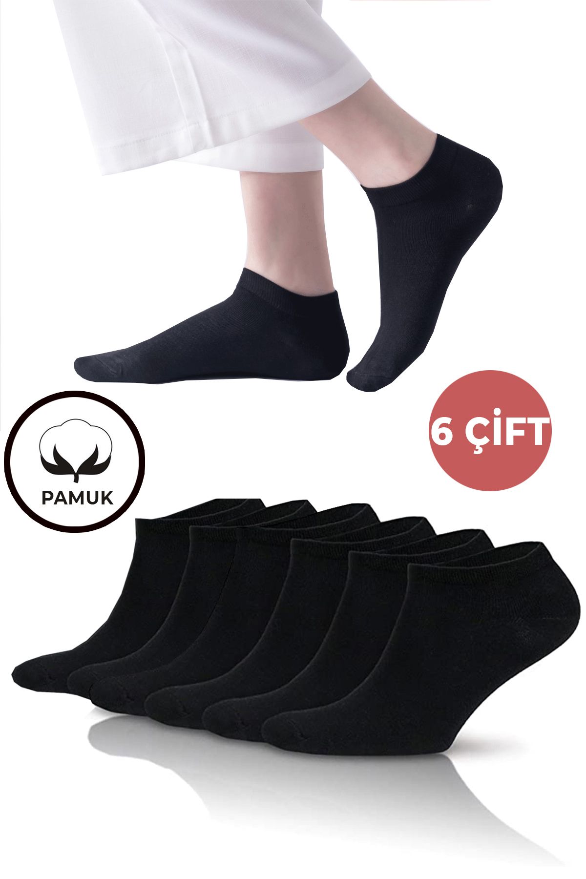 Socks Stations Pamuklu Siyah Kısa Patik Çorap Kutusu 6'lı Çorap Seti - Kadın Patik Çorabı Ve Erkek Patik Çorabı