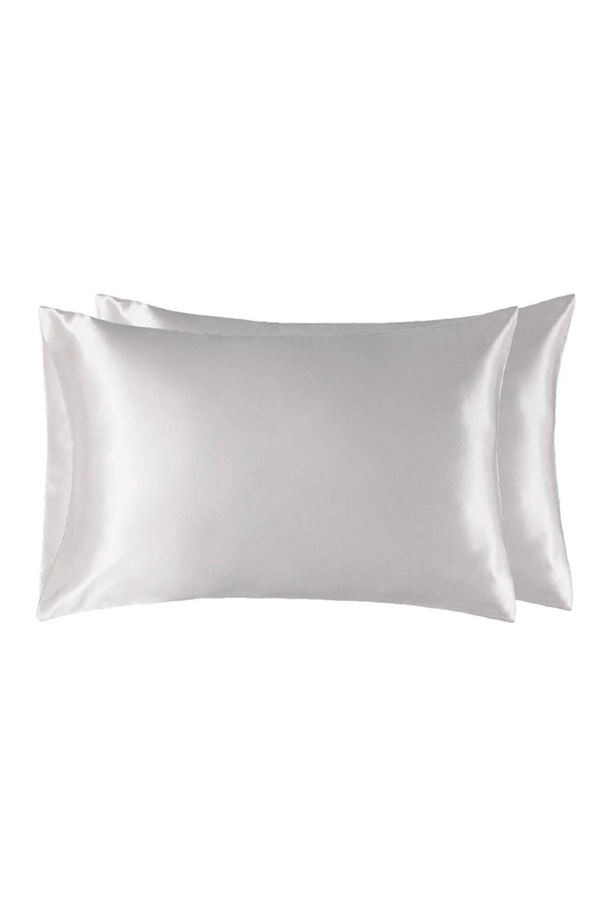 AYHANHOME %100 Pamuklu Saten Yastık Kılıfı Beyaz Renk 2 Adet 50x70cm