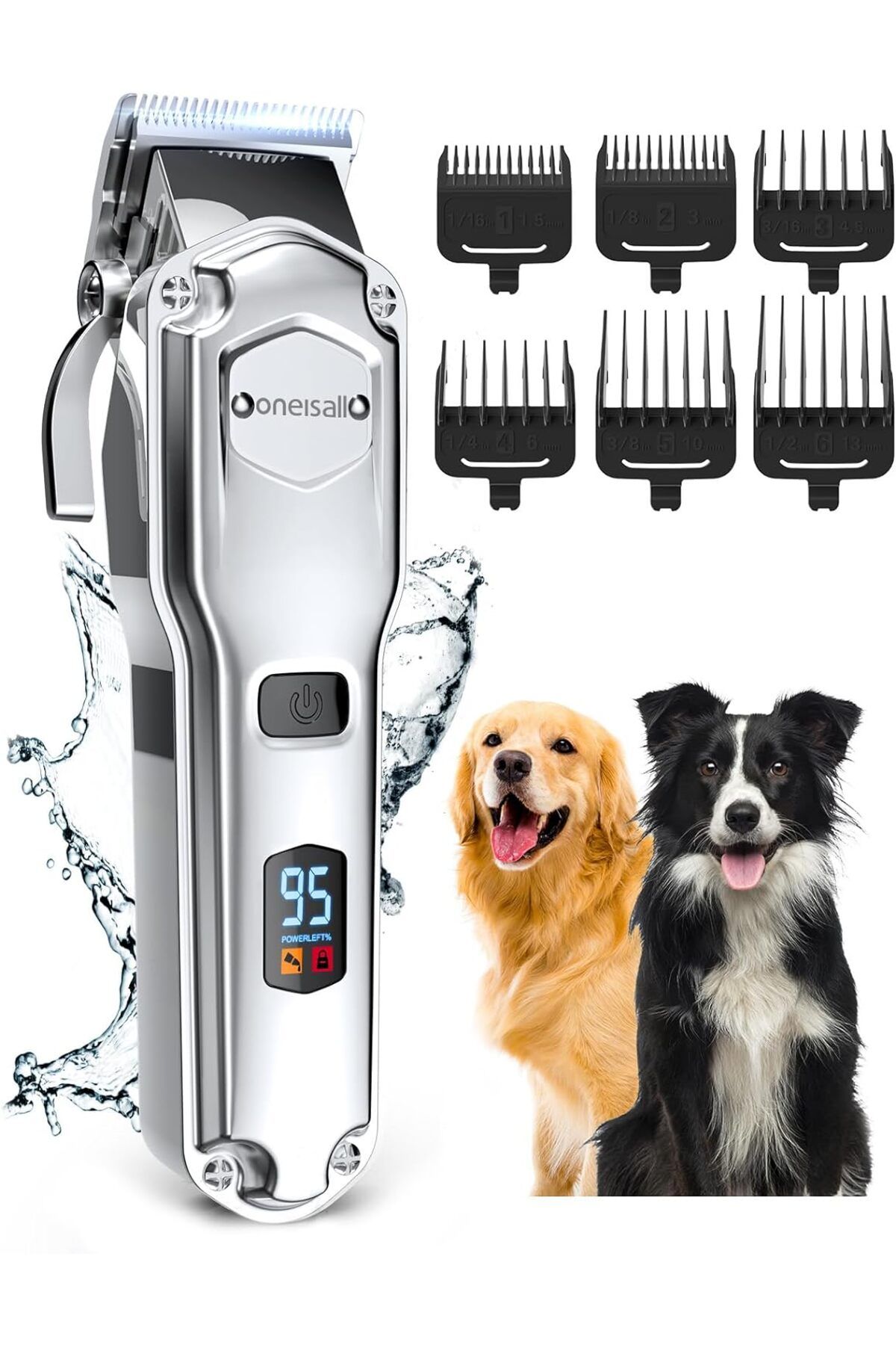oneisall Sessiz Köpek Tıraş Makinesi, IPX7 Su Geçirmez Profesyonel Köpek Kılı Kesme Makinesi