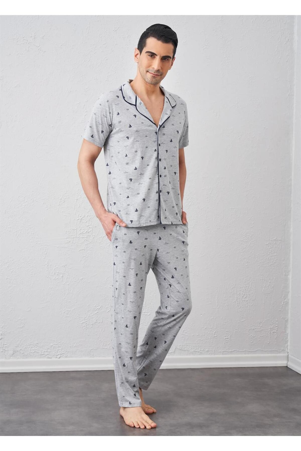 Relax Mode Erkek Önden Düğmeli Pijama Takımı - 10720