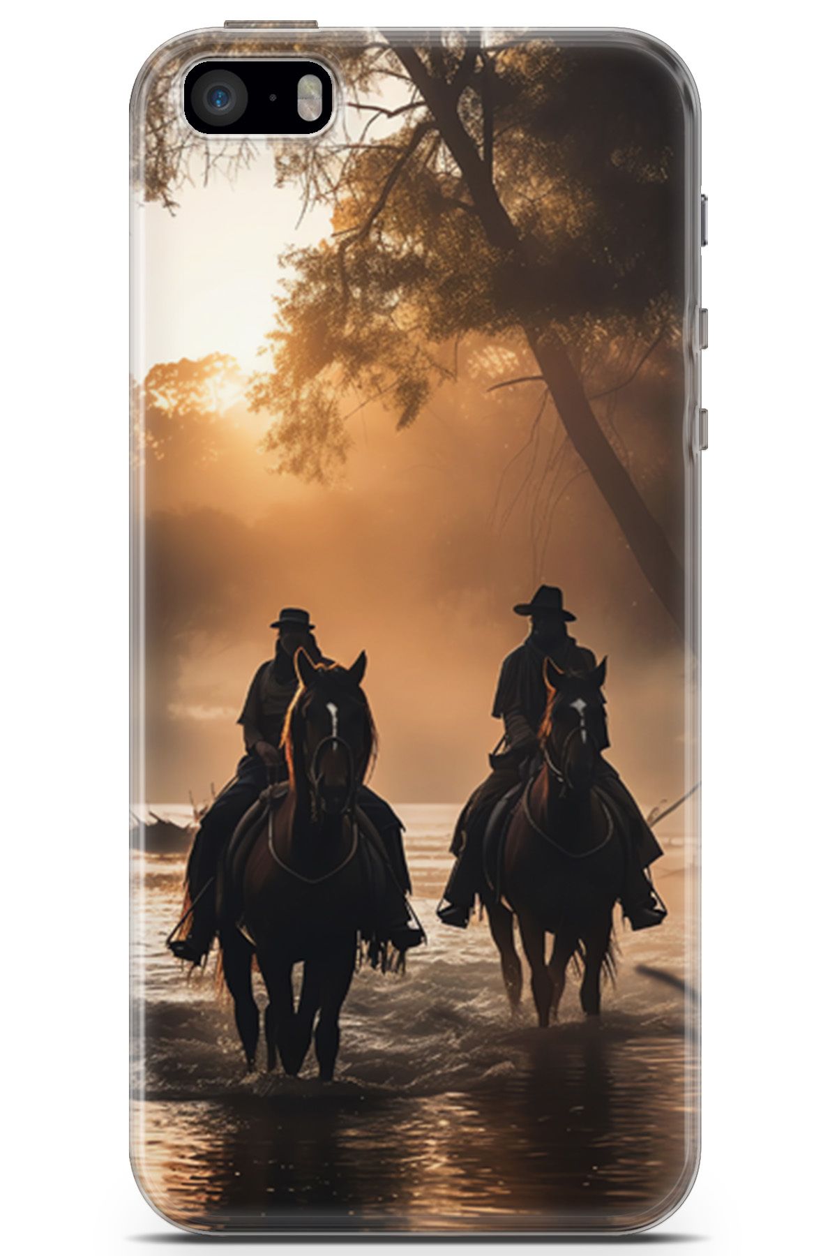MİRAKSESUAR Apple iPhone 5 uyumlu Derfu 12 HD Desen Vahşi Batı Nehir