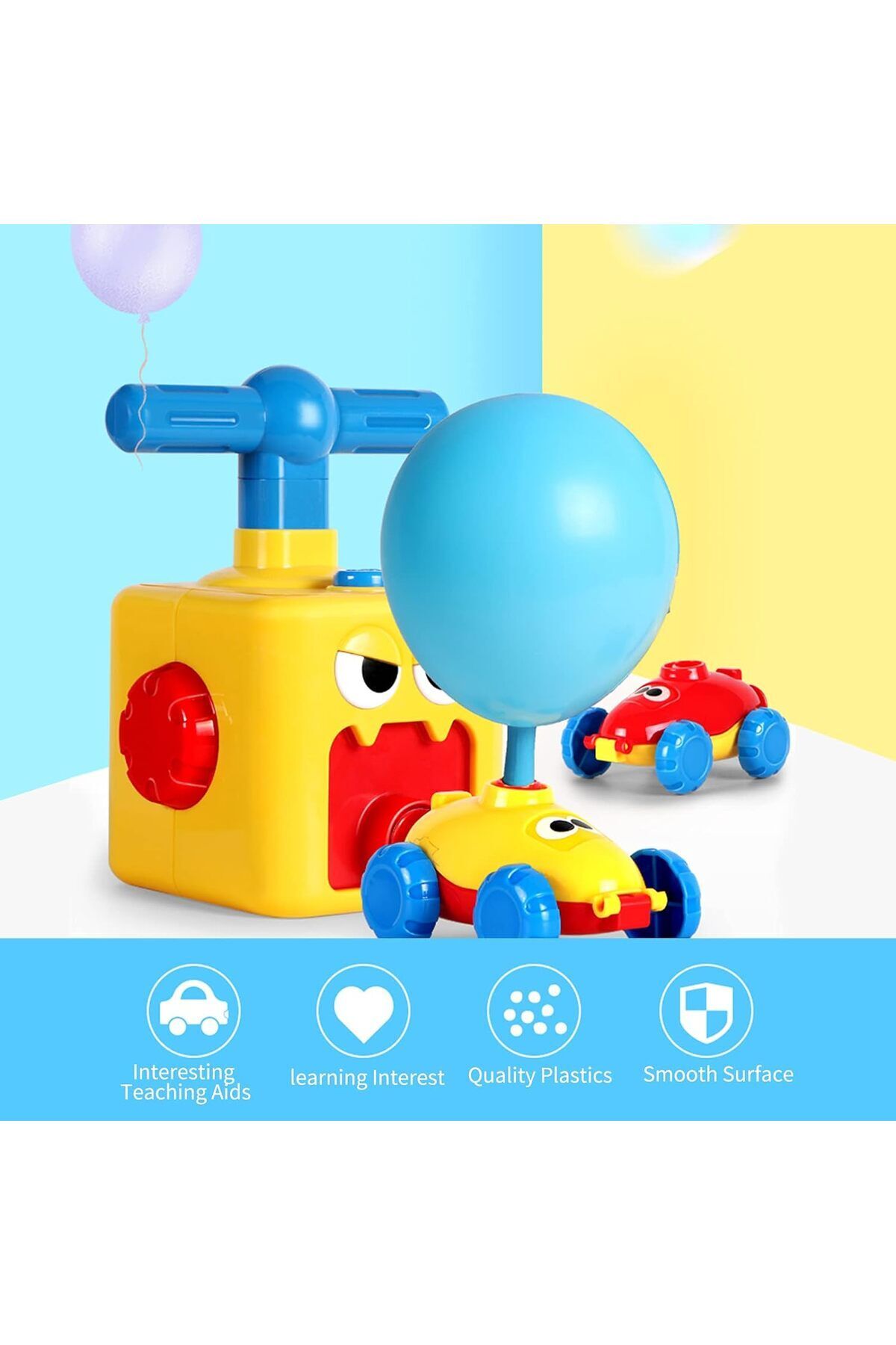 LRS STORE 2 Arabalı Balon Şişirme Makinesi Oyuncak Seti Eğitici Balon Makinası Oyunu
