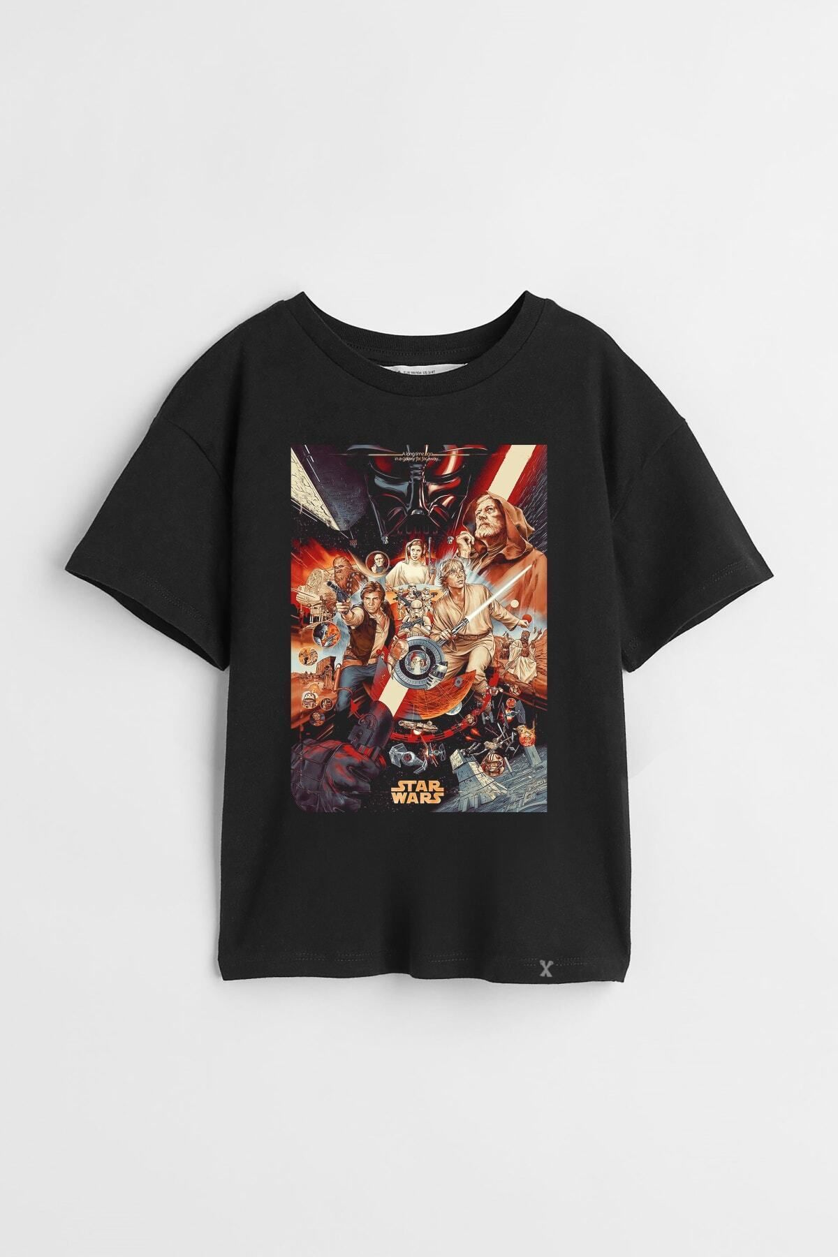Darkia Star Wars Karakterleri Uzay Özel Tasarım Baskılı Unisex Çocuk Tişört