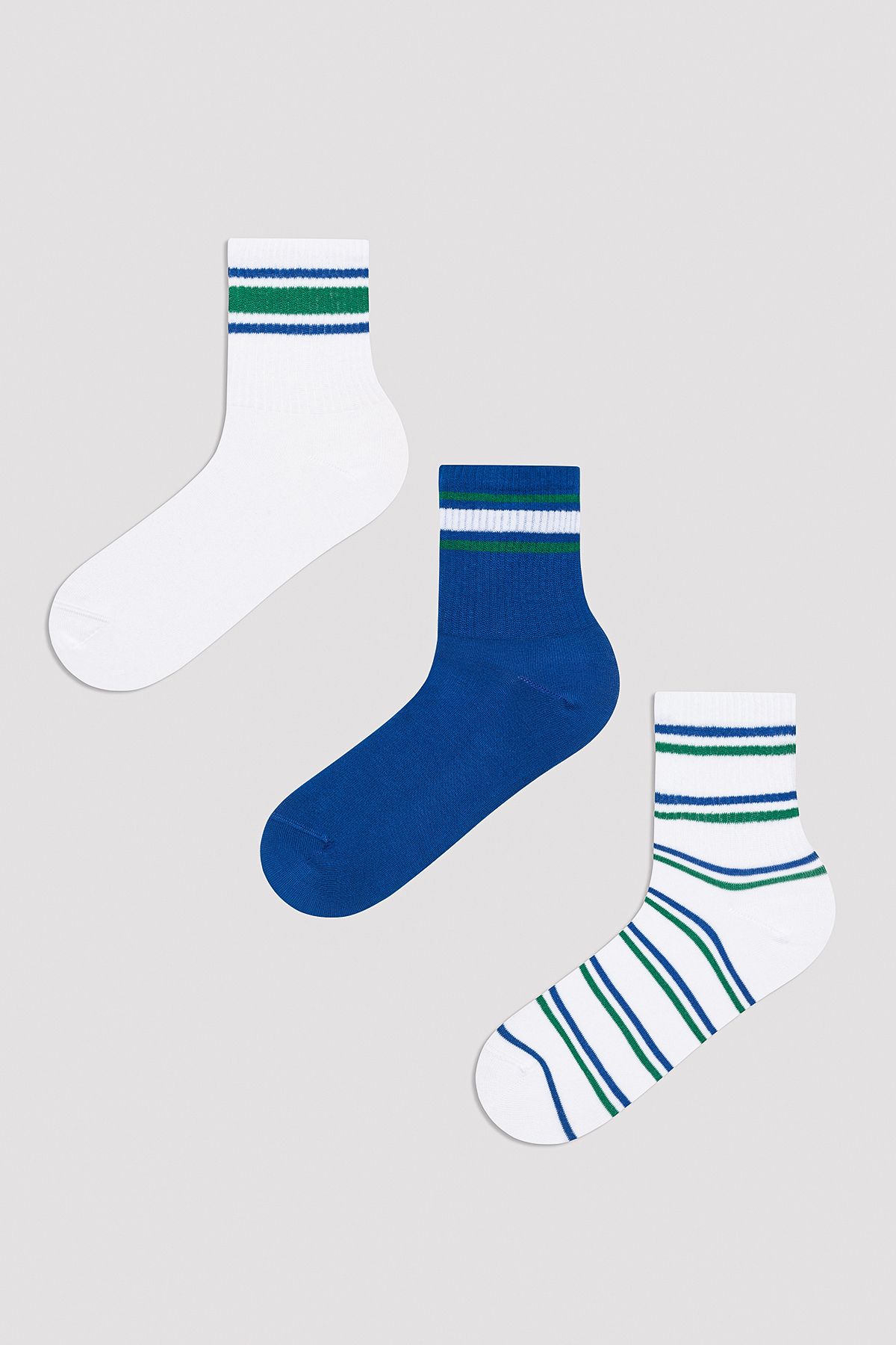 Penti Erkek Çocuk Mid Stripe Mavi 3lü Soket Çorap