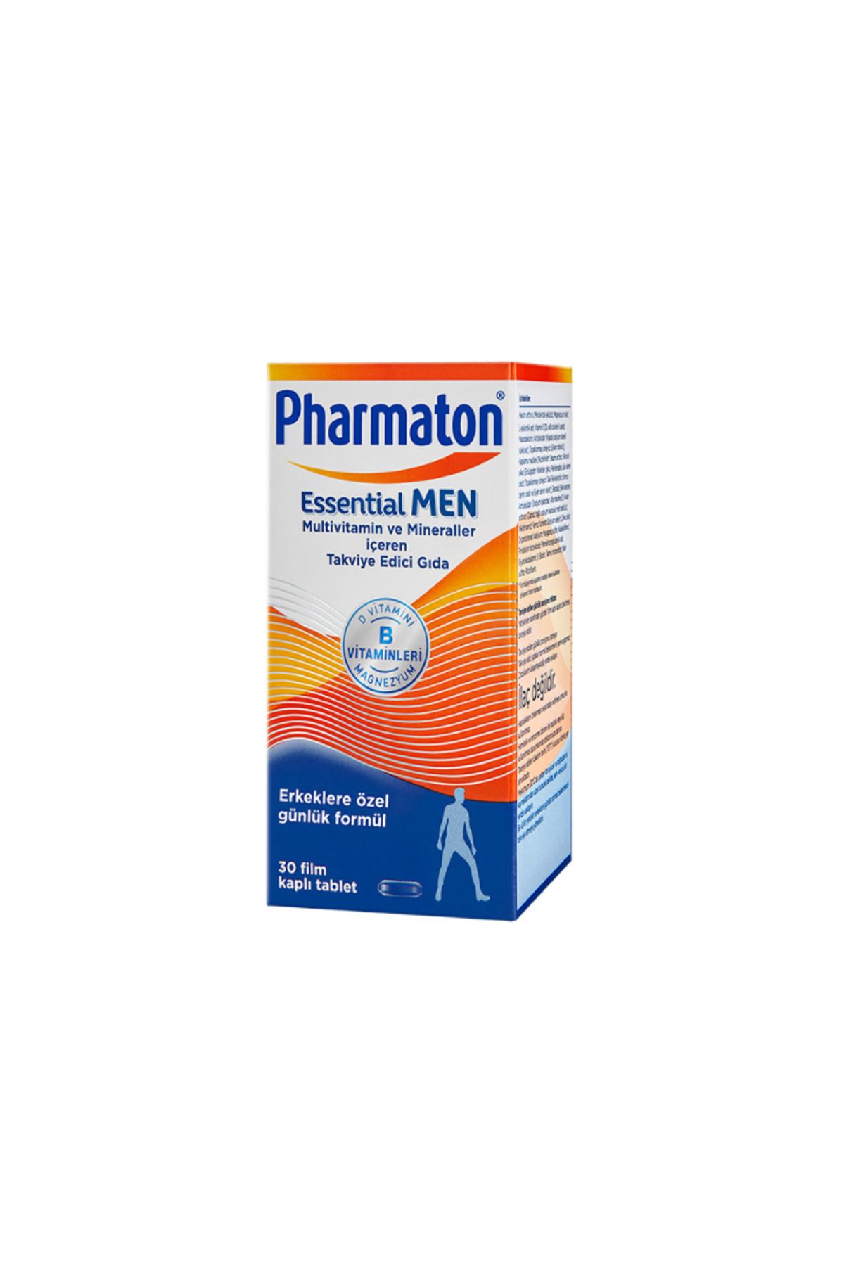 Pharmaton Essential Men 30 Tablet - Magnezyum, Vitamin B, Vitamin D, Multivitamin ve Mineraller
