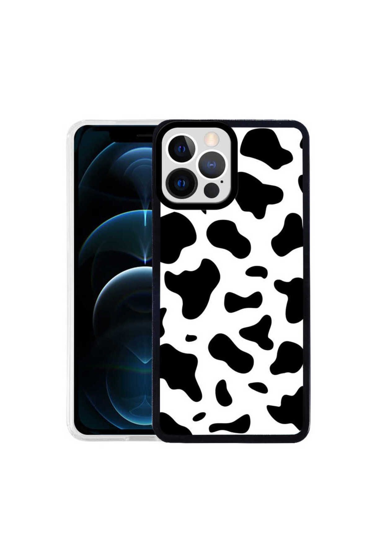 Zore iPhone 12 Pro Max Uyumlu Zore M-Fit Desenli Kılıf-Cow No1