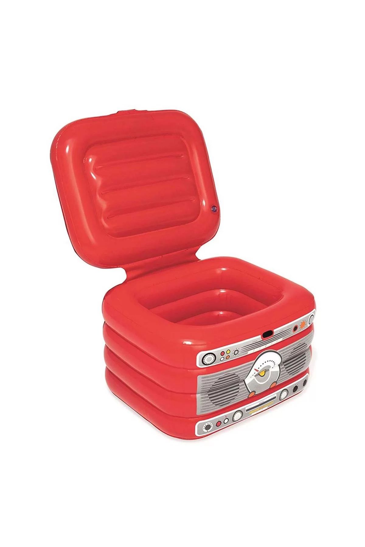 SAZE Kırmızı Deniz Havuzda Kullanıma Uygun Retromusic Portatif Şişme Buzdolabı 31 Litre 3+ Yaş