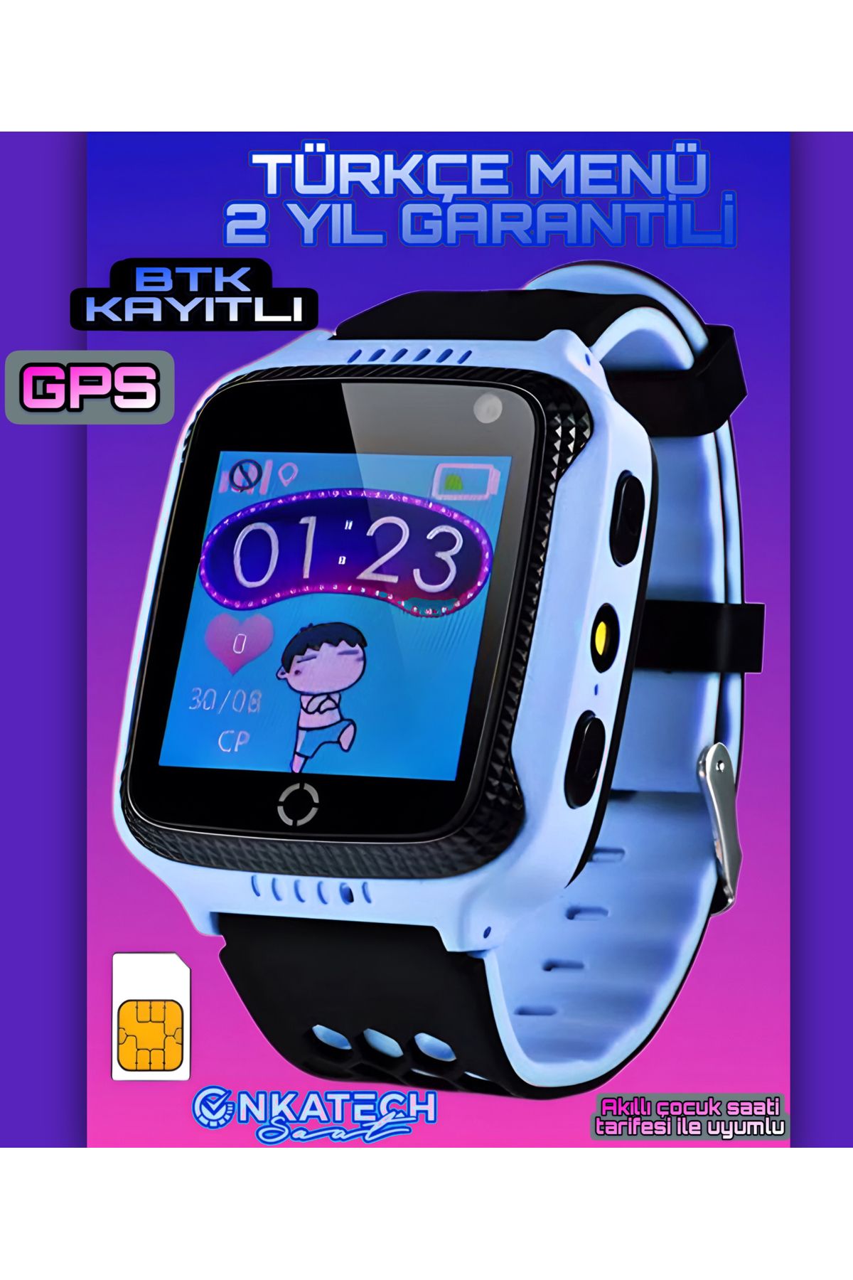 Onkatech Intermax Smartv1- V80 Gps'li Akıllı Çocuk Takip Saati ( Btk Kayitli Yerli? Üreti?m )