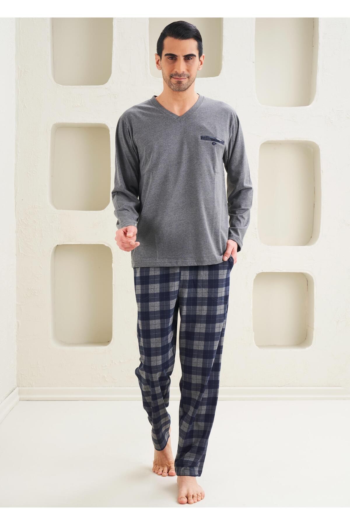 Relax Mode Erkek V Yaka Pijama Takım - 10227