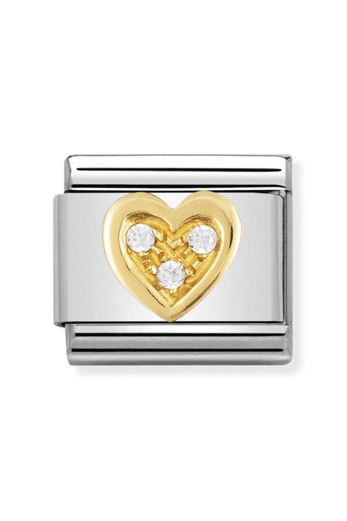 NOMİNATİON Composable Classic Love In Stainless Steel With 18k Gold And Cubic Zirconia (11_whıte Heart)
