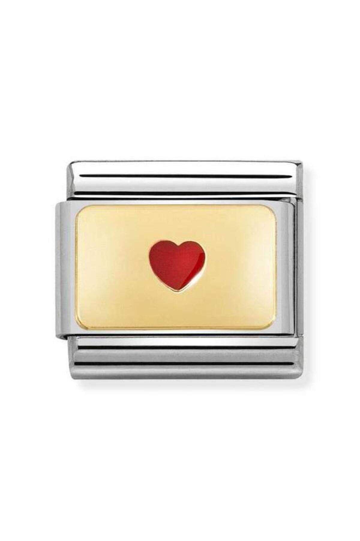 NOMİNATİON Composable Classic Plates Steel , Enamel And 18k Gold Small Heart