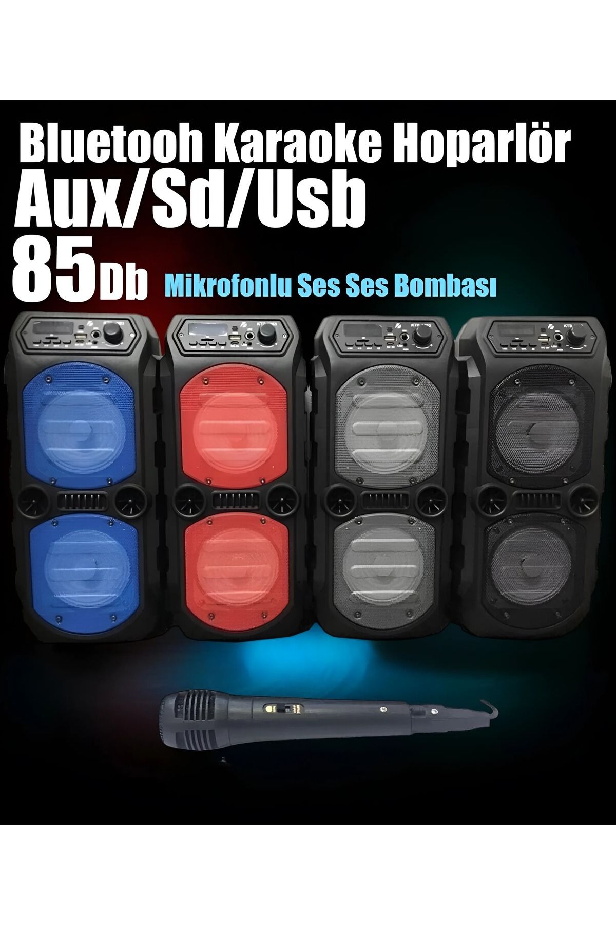 resolut Bluetooth Hoparlör Kablosuz Ses Bombası Radyo Usb Parti Hoparlörü Led Işıklı Ses Sistemi Karaoke