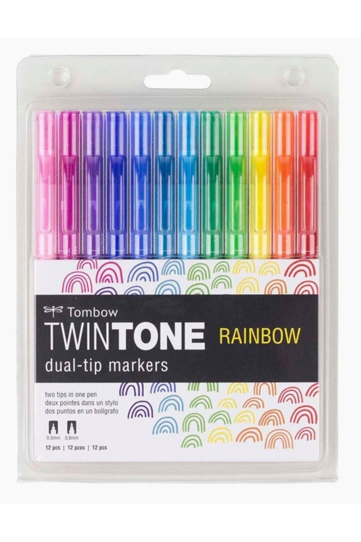 Tombow Twintone 12'li Çift Taraflı Markör Rainbow