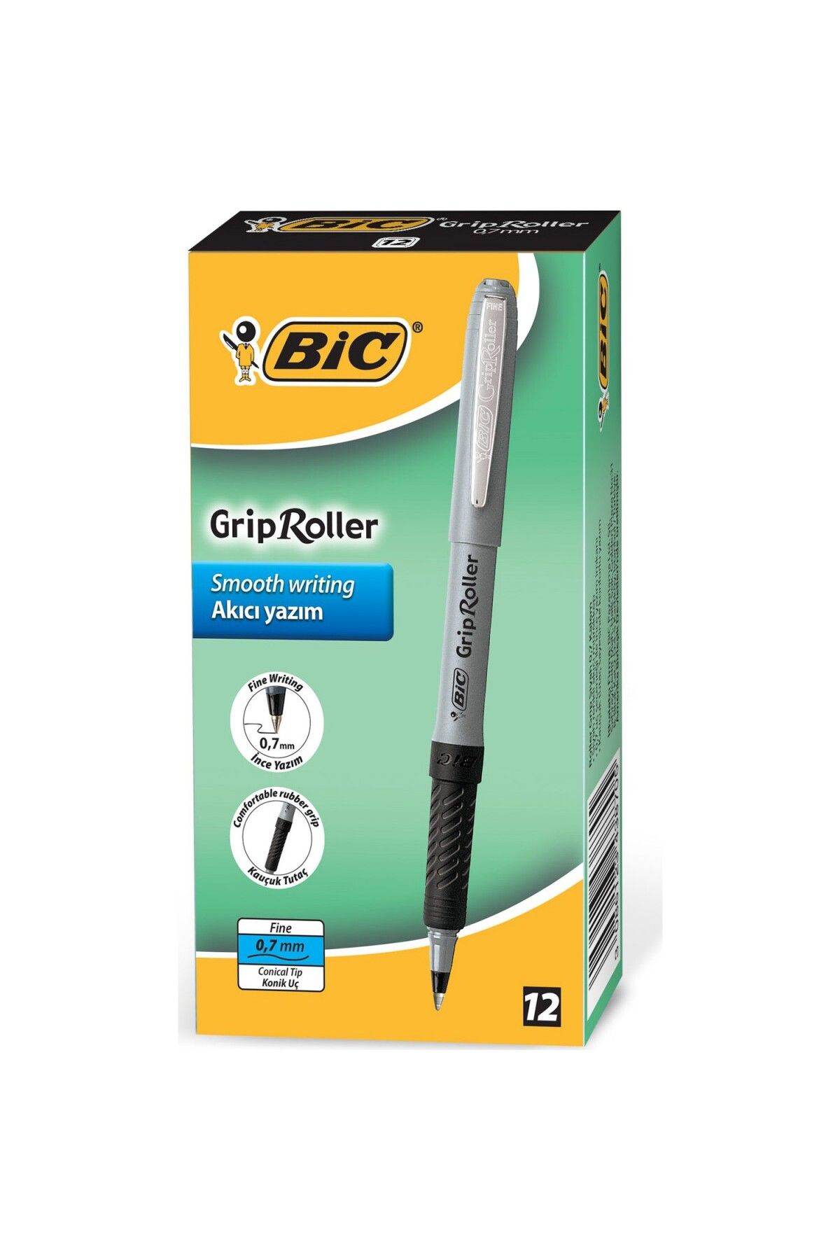 Bic Grip Roller 0.7mm Kalem 12'li Kutu - Siyah