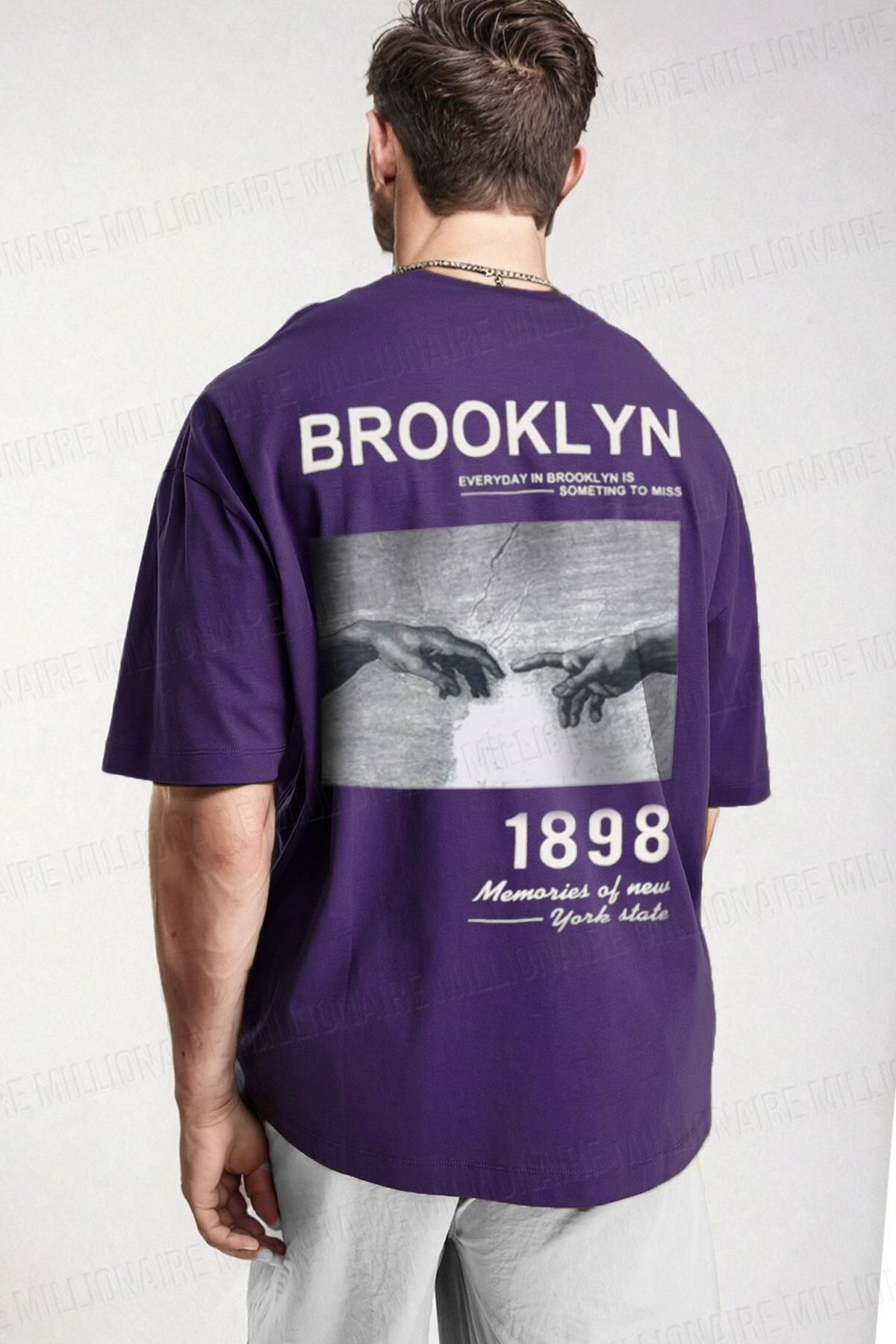 Teenage Millionaire Erkek 1898 Brooklyn Mor Oversize Salas T-Shirt