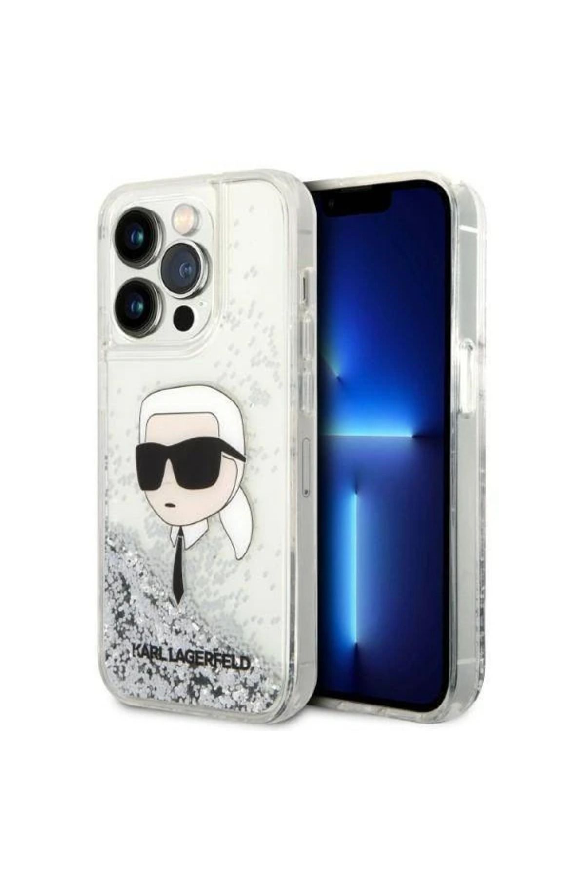 Karl Lagerfeld Apple Iphone 14 Pro Karl Tasarımlı Sulu Simli Kılıf Klhcp14llnkhch - Silver