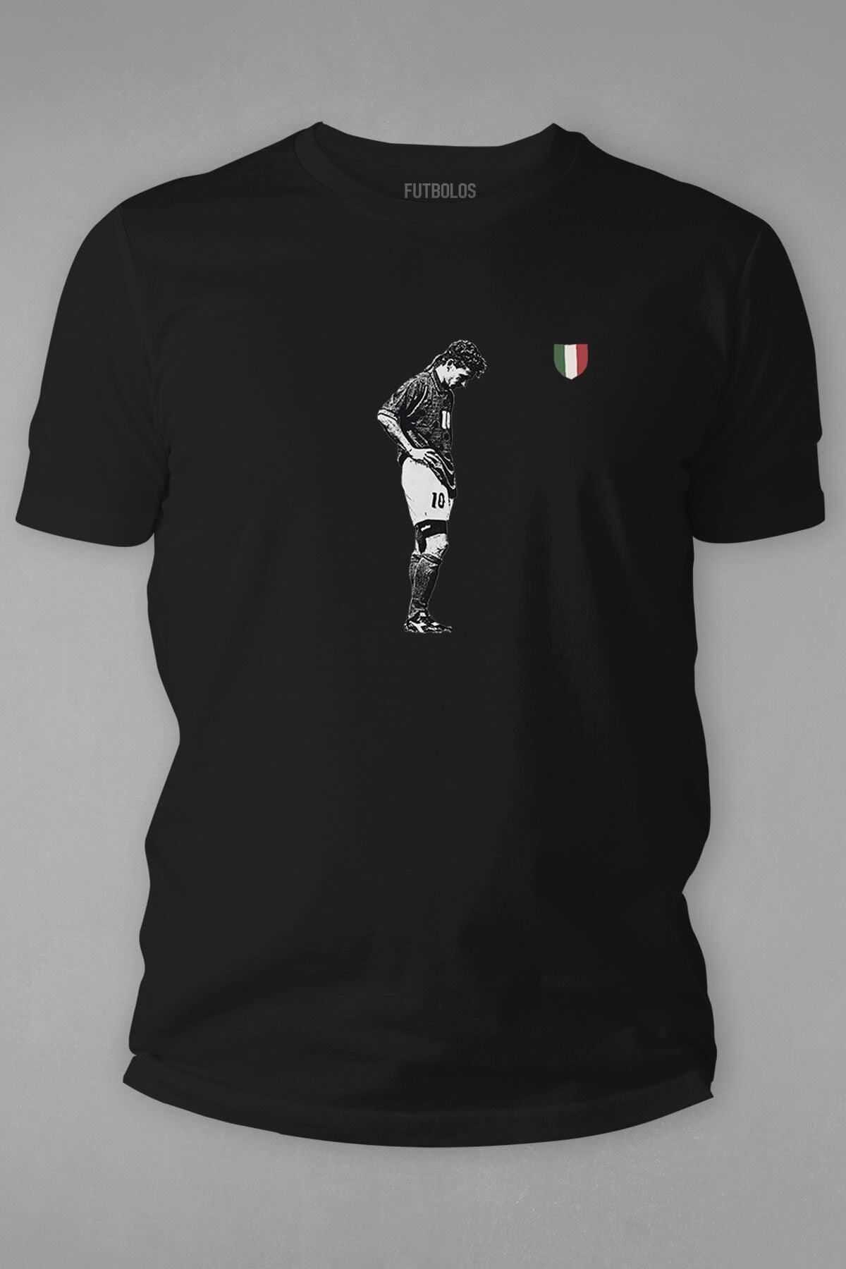 Futbolos Roberto Baggio Tişörtü - Siyah