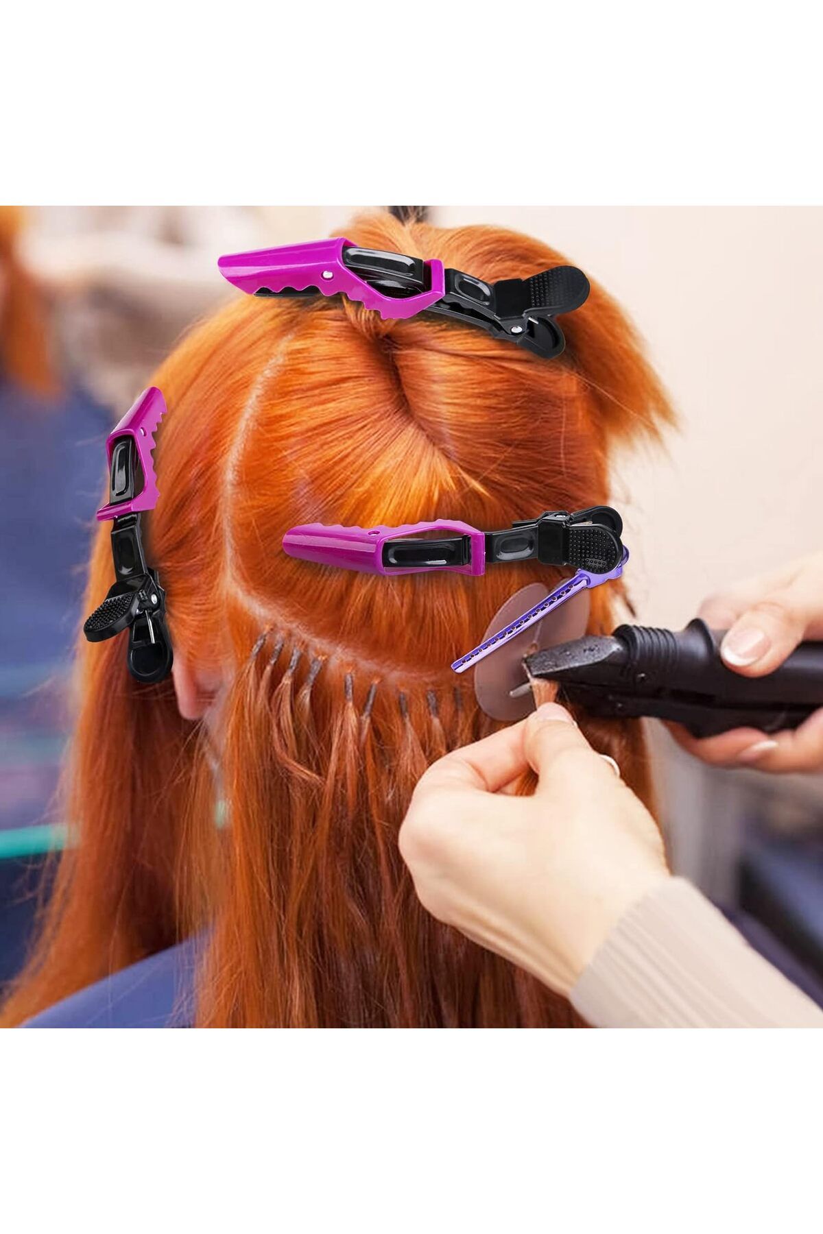 Cinderella 2'li Profesyonel Timsah Model Saç Pensi Mor Renk - Dragon Kuaför Tokası Makyaj Fön Dalga Saç Tutucu