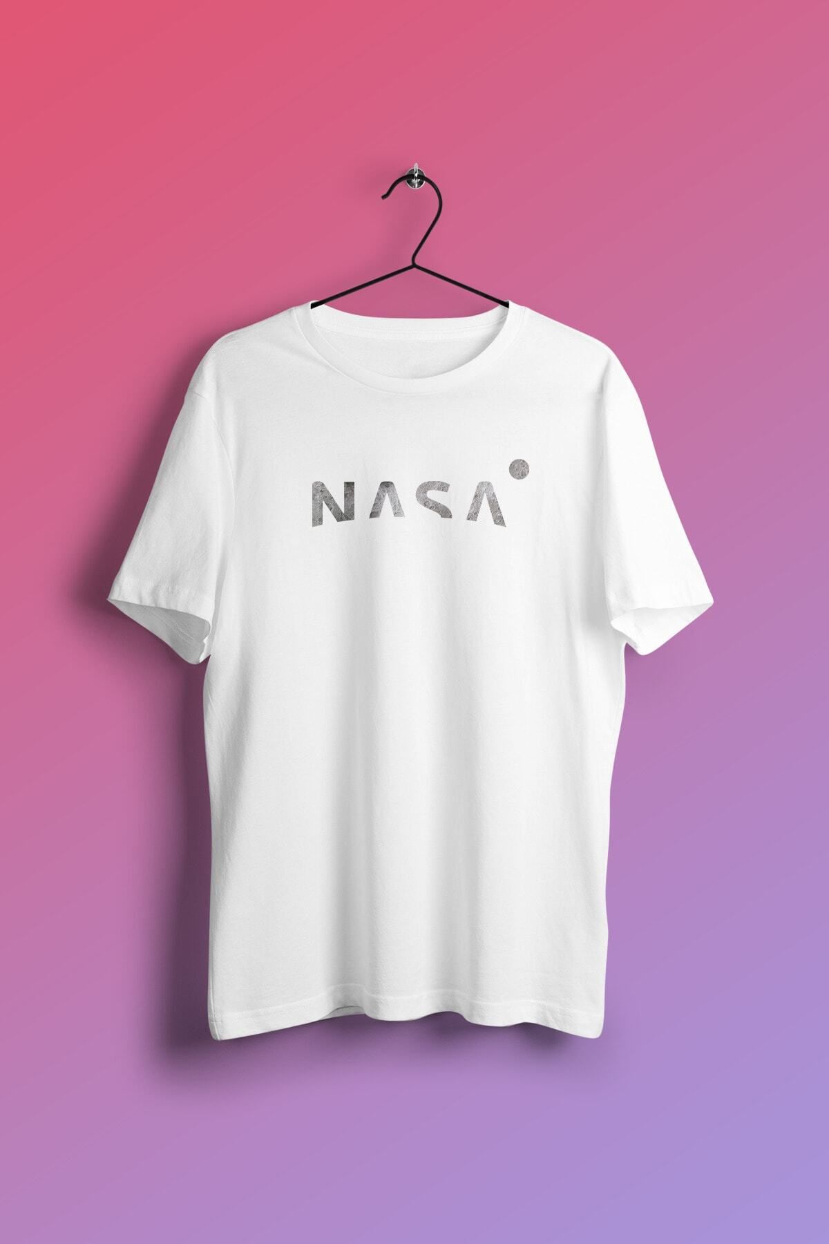 KVİNS - Nasa Moon Modern Logo Unisex Baskılı Tişört