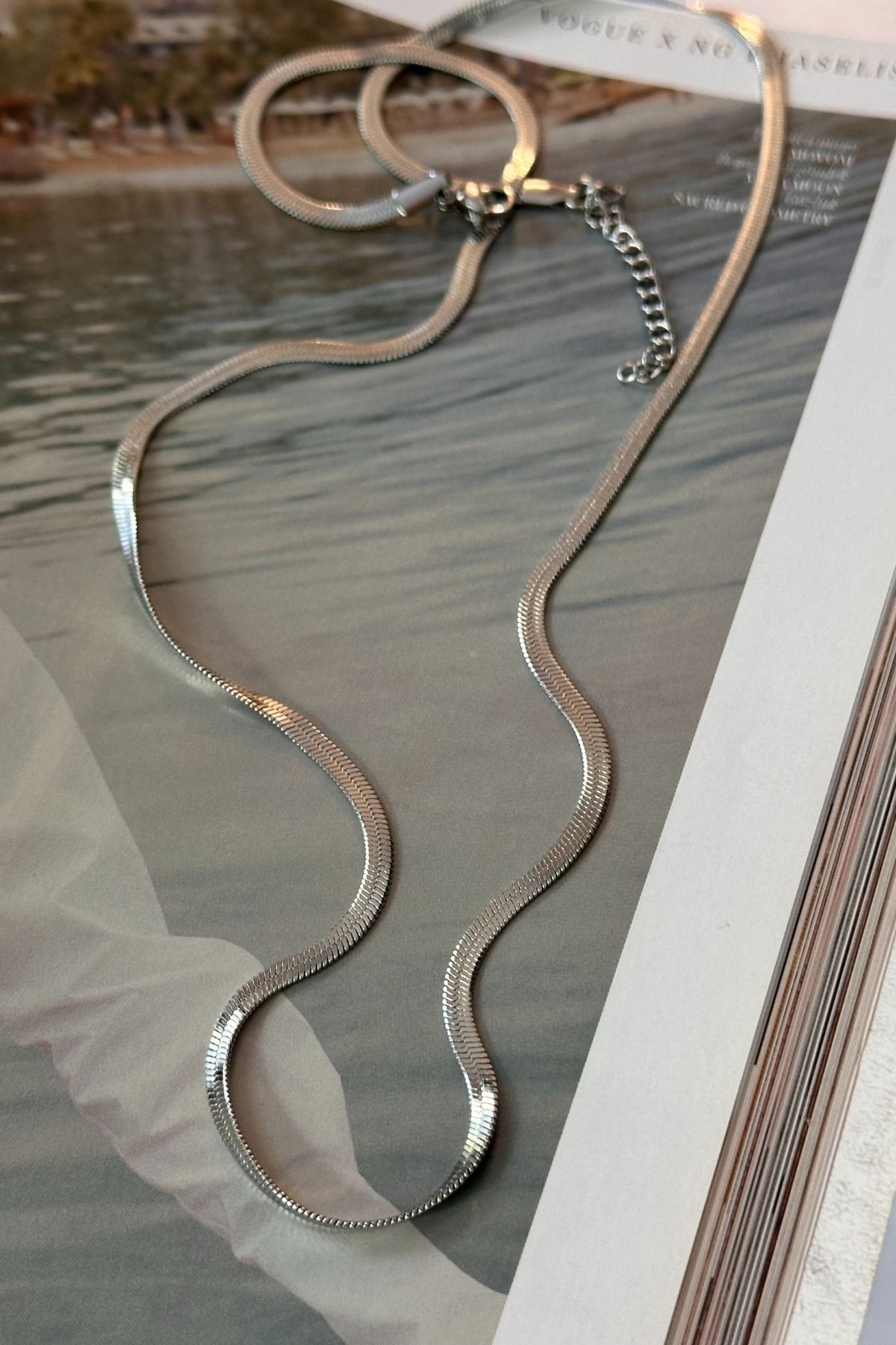Trendy Butik Gümüş Renk İtalyan Kolye 60 cm