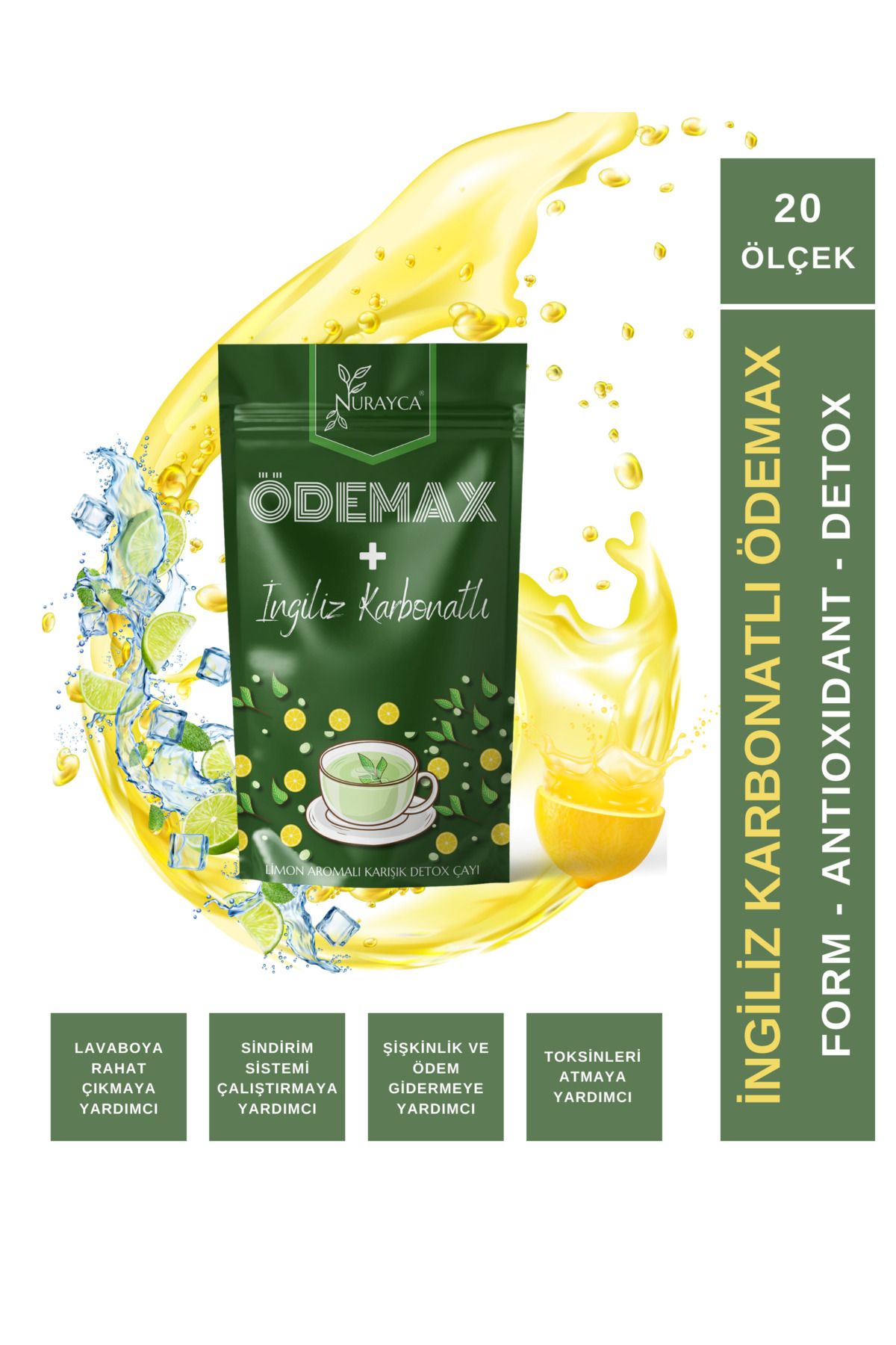 NURAYCA Ödemax İngiliz Karbonatlı Limon Aromalı Karışık Çayı 100gr