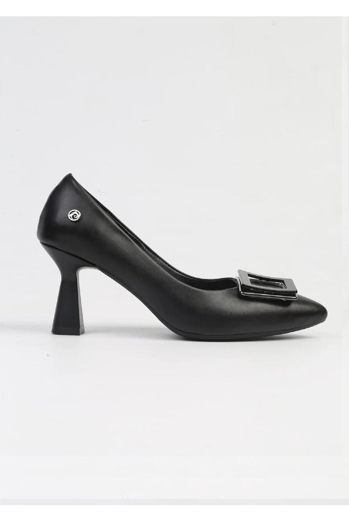 Pierre Cardin PC-53103 Siyah Cilt Kadın Topuklu Ayakkabı