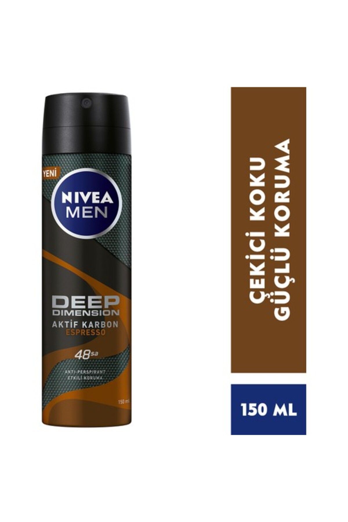 NIVEA Men Erkek Sprey Deodorant Deep Dimension Espresso 150ml, 48 Saat Anti-perspirant Koruma