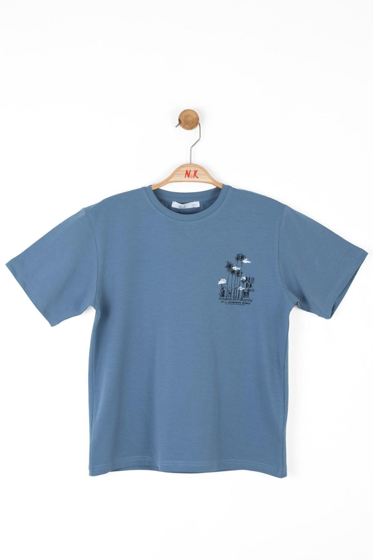 Nk Kids Erkek Çocuk Sırt Baskılı Pamuklu T-shirt 46330 Indigo