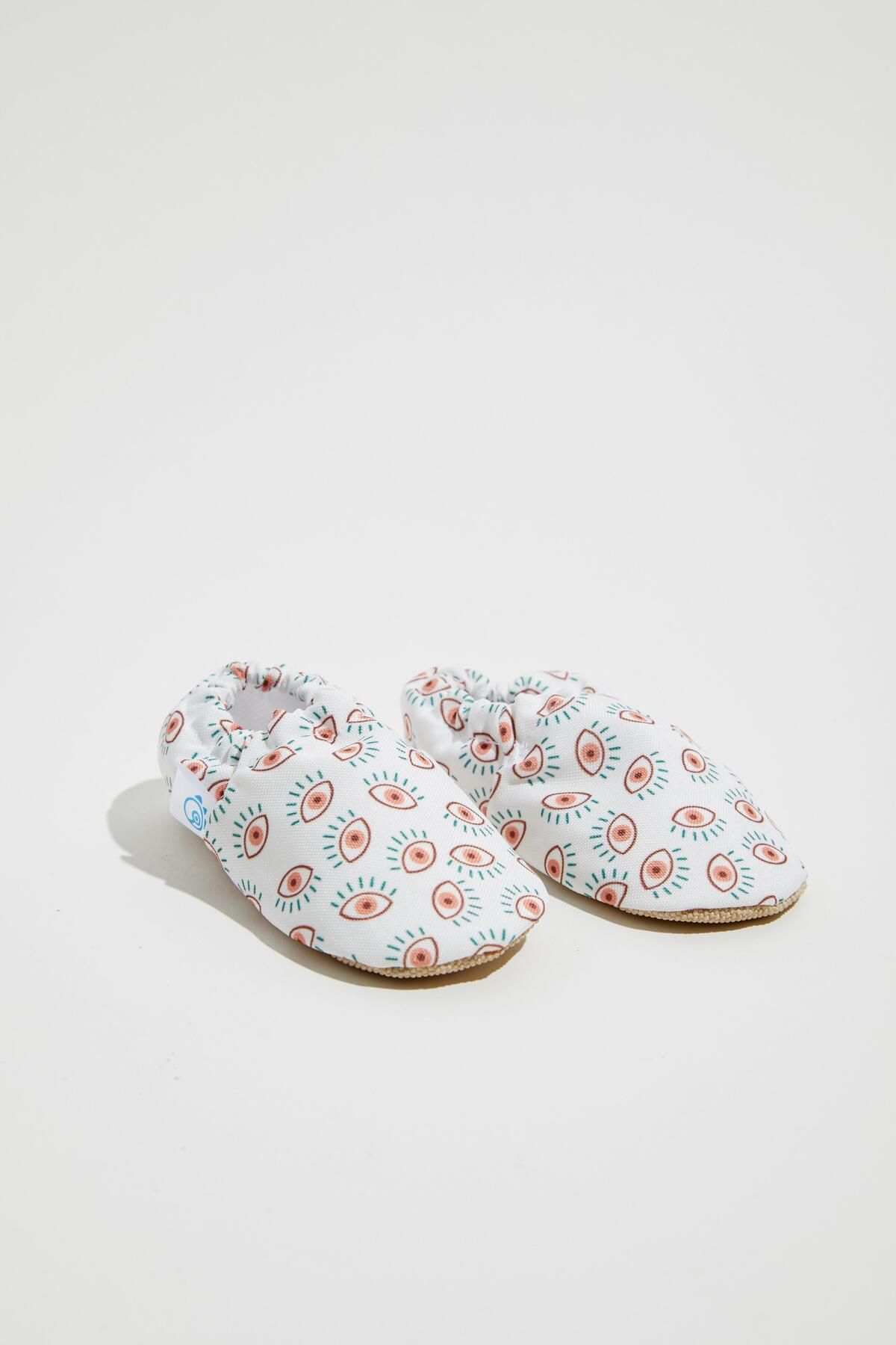 Dudino Beyaz Kız Cute Walk Desenli Bebek İlk Adım Ayakkabısı