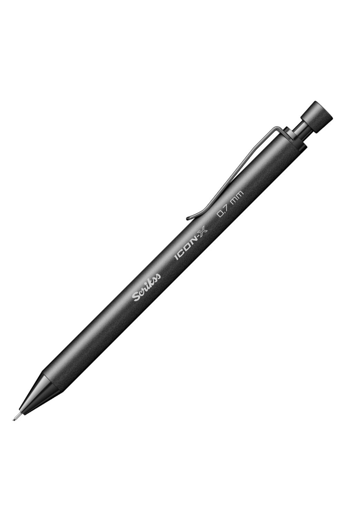 Scrikss Versatil Kalem (Mekanik Kurşun Kalem) İcon-X Metal 0.7 Mm Siyah (12 Li Paket)