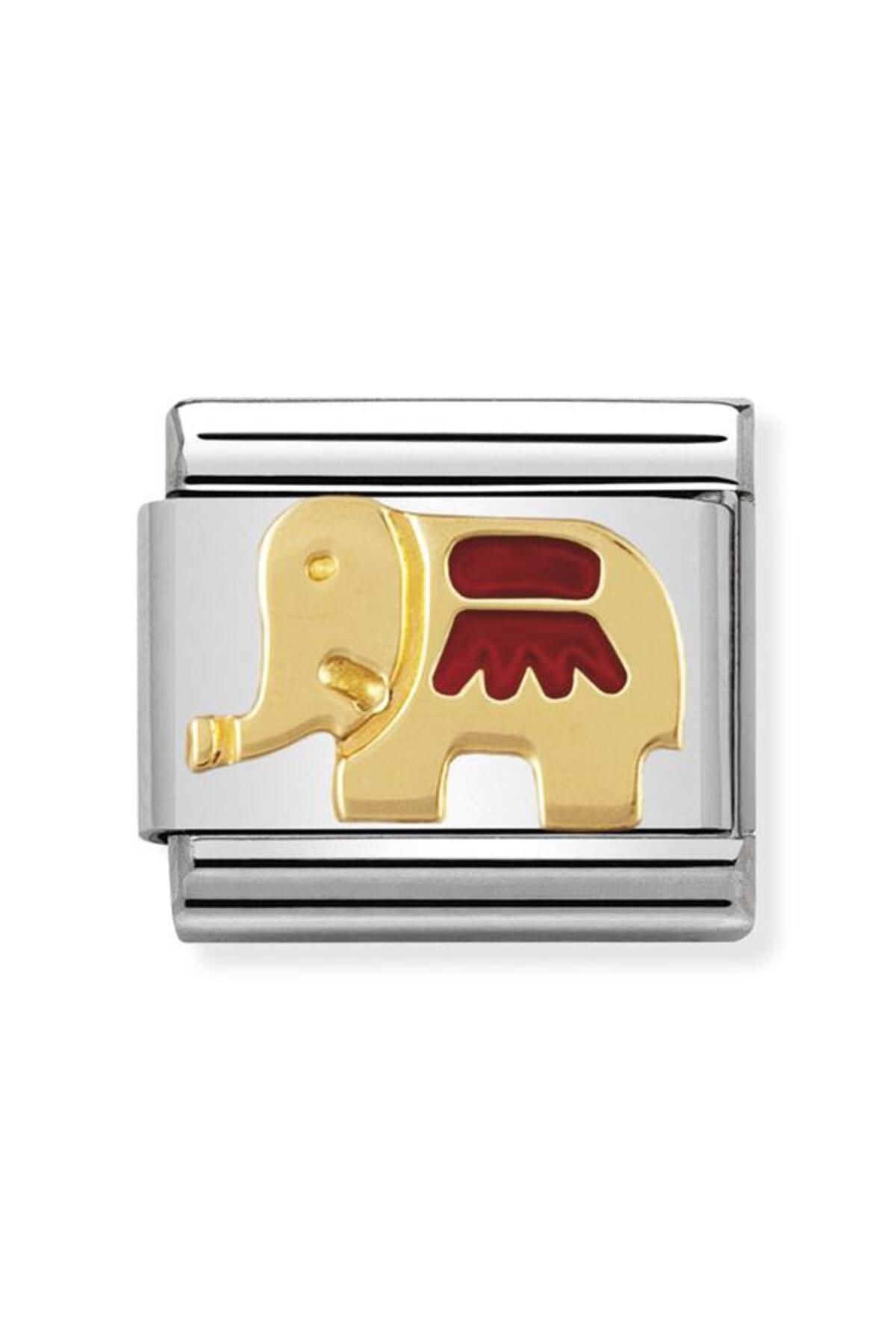 NOMİNATİON Composable Classic Earth Anımals In Stainless Steel With Enamel And 18k Gold (21_red Elephant)